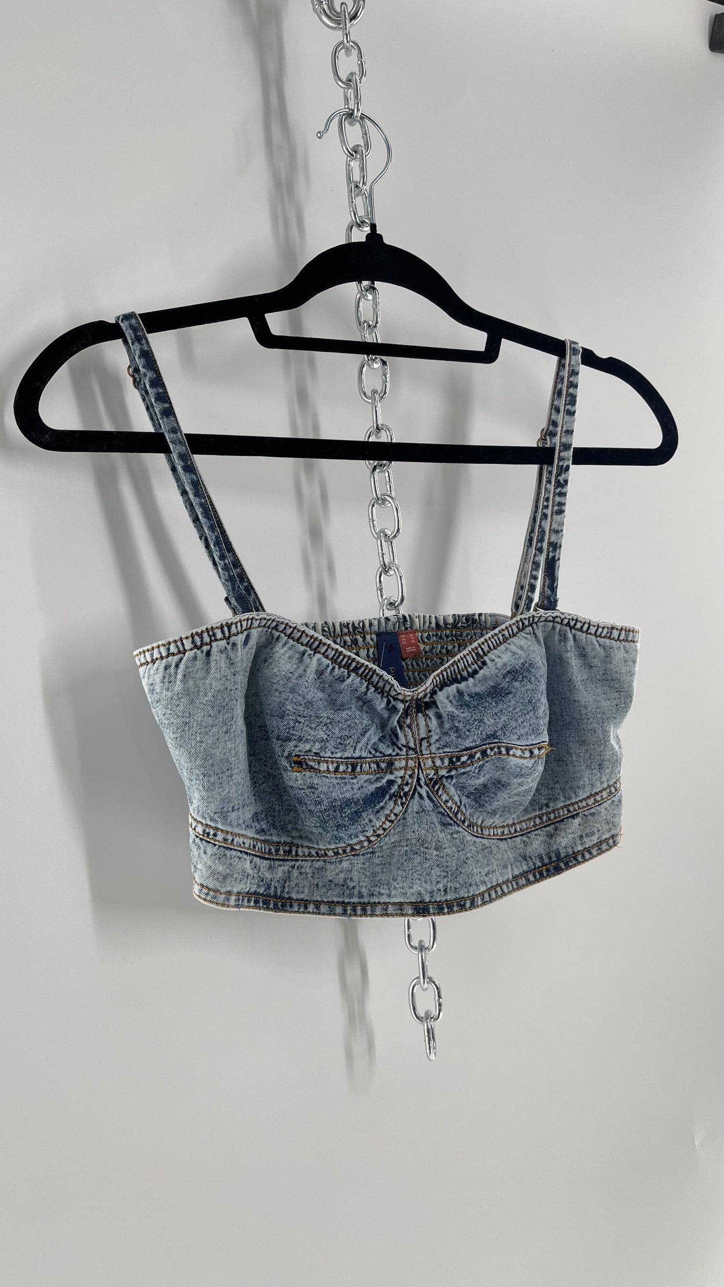 Pilcro Acid Wash Denim Bralette (Medium 6)