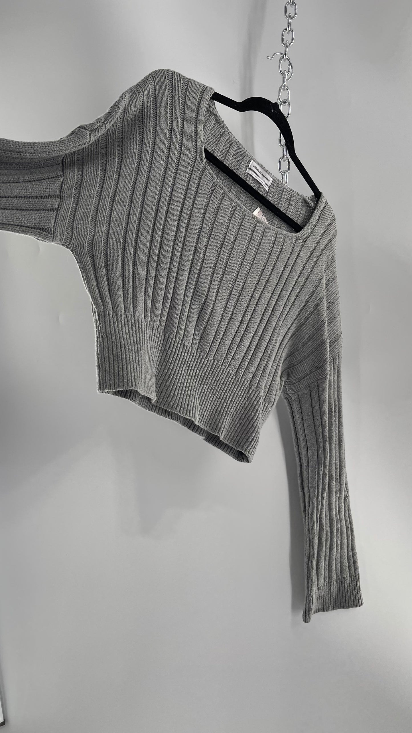 Urban Outfitters Grey Knit Ribbed Cropped Sweater (L)
