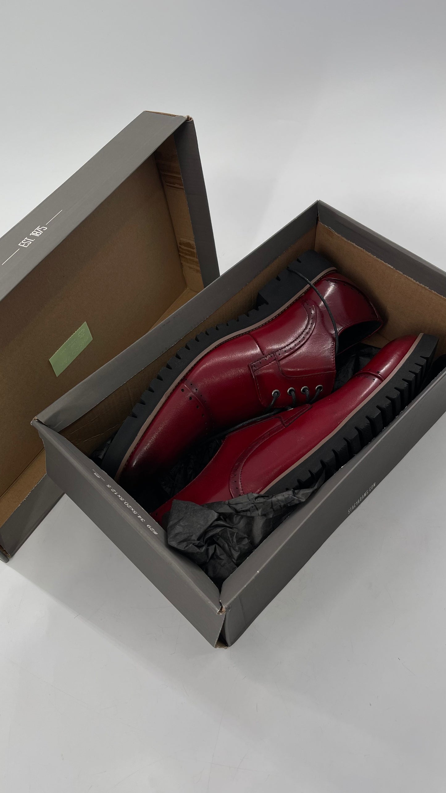 Stacy Adam’s Cherry Red Leather Oxfords with Cap Toe Detail (10)