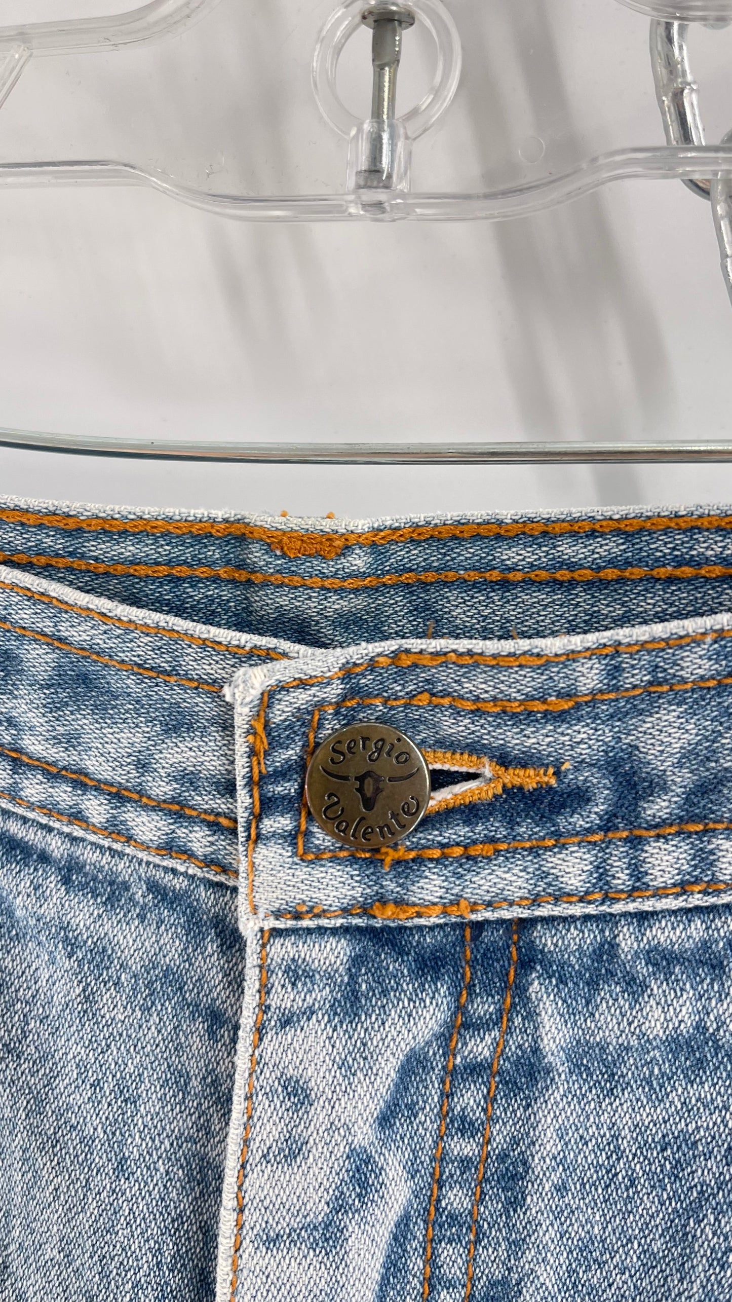 Vintage Sergio Valente Light Blue Ultra High Waisted Mom Jeans with Distressing (28)