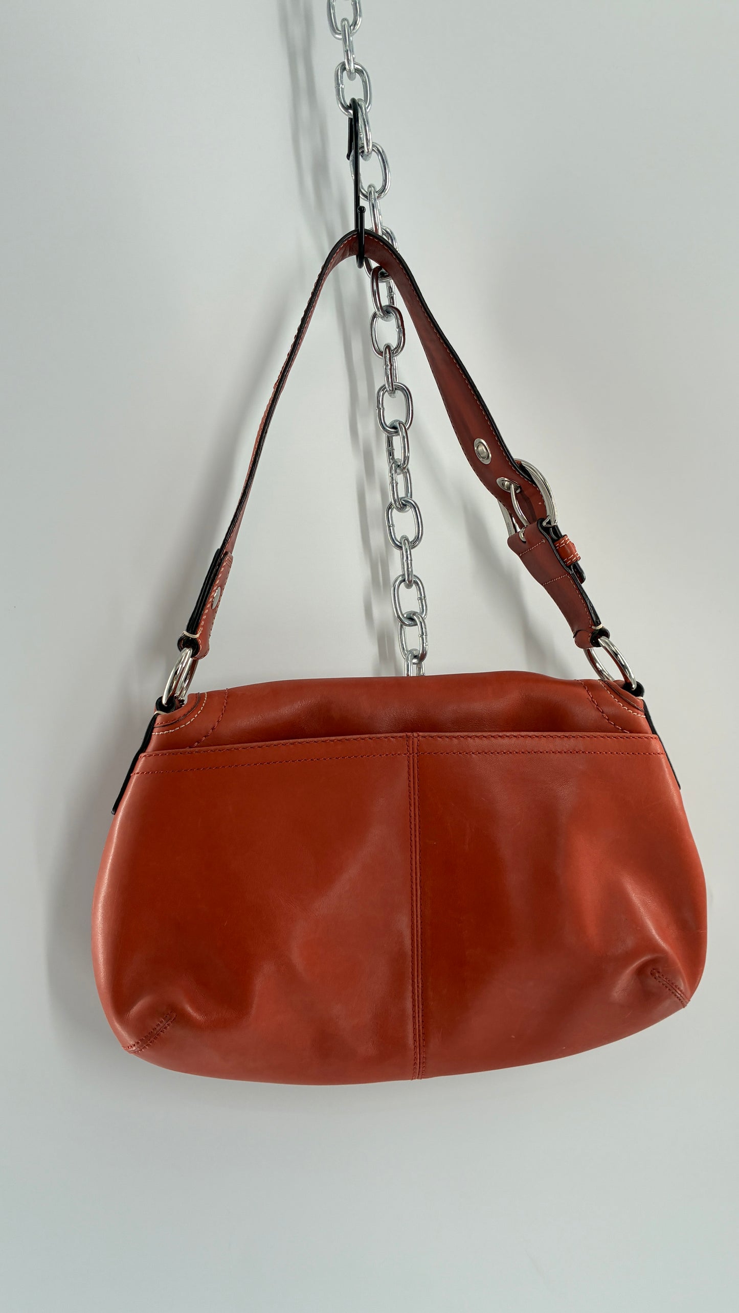 Vintage COACH Soho Salmon Orange Genuine Leather Shoulder Bag