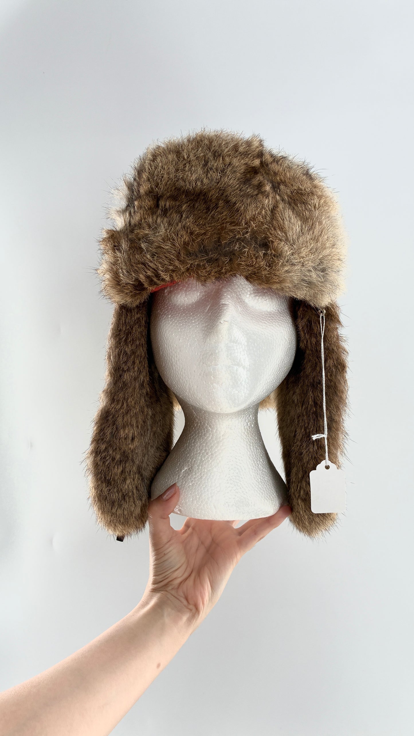 Vintage MAD BOMBER Leather and Rabbit Fur Bomber Style Trapper Hat