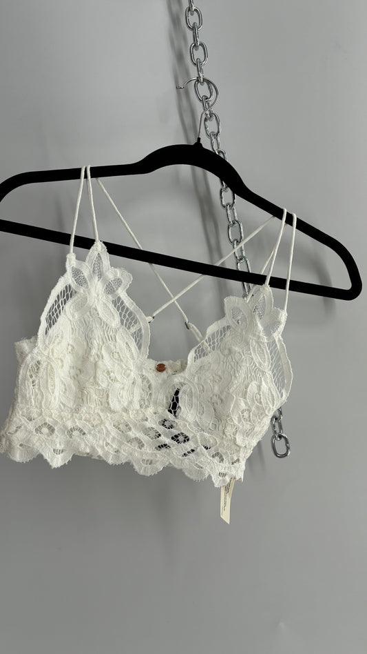 Free People Adella White Lace Bralette (Small)