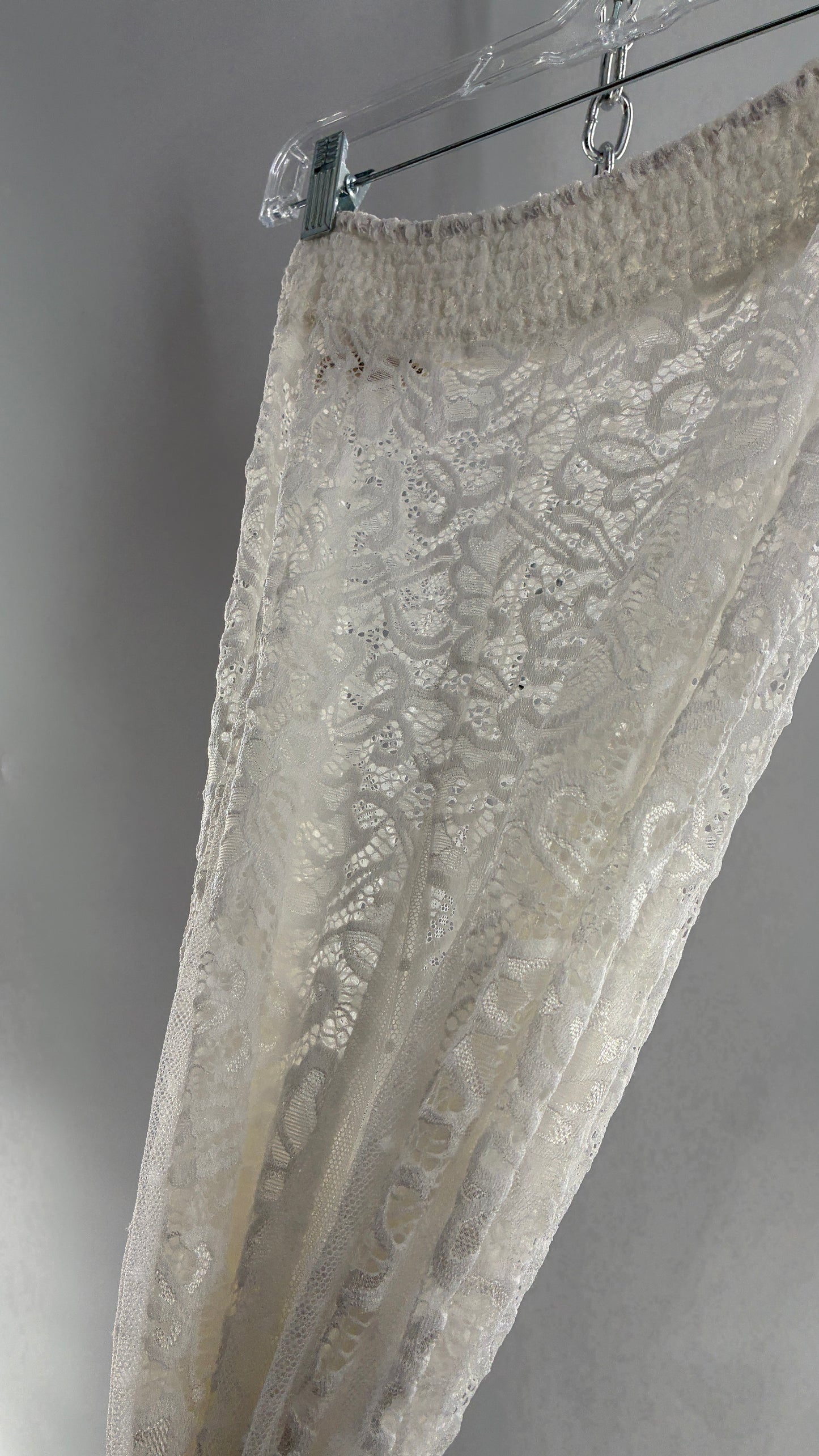 Intimately Free People White Lace and Polka Dot Mesh Voluminous Full Length Skirt (Medium)