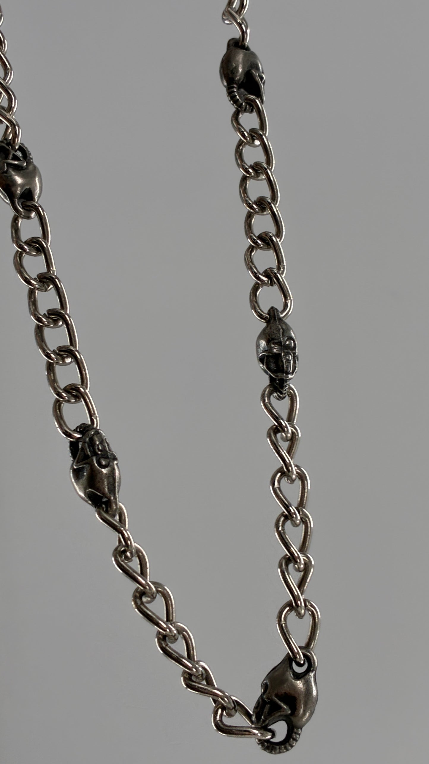 Vintage Dark Silver Metal Skull Chain Belt or Pant Chain (Small)