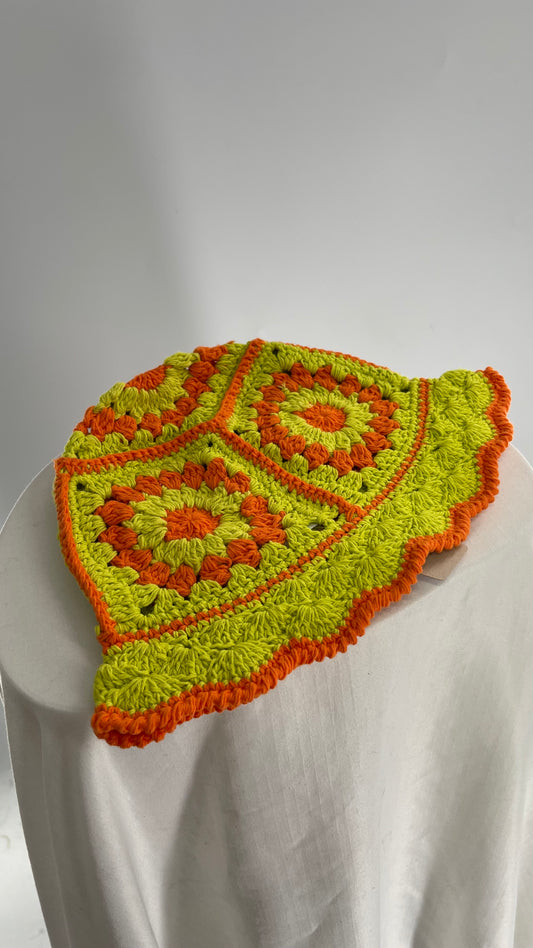 Crochet Yellow and Orange Sun/Bucket Hat