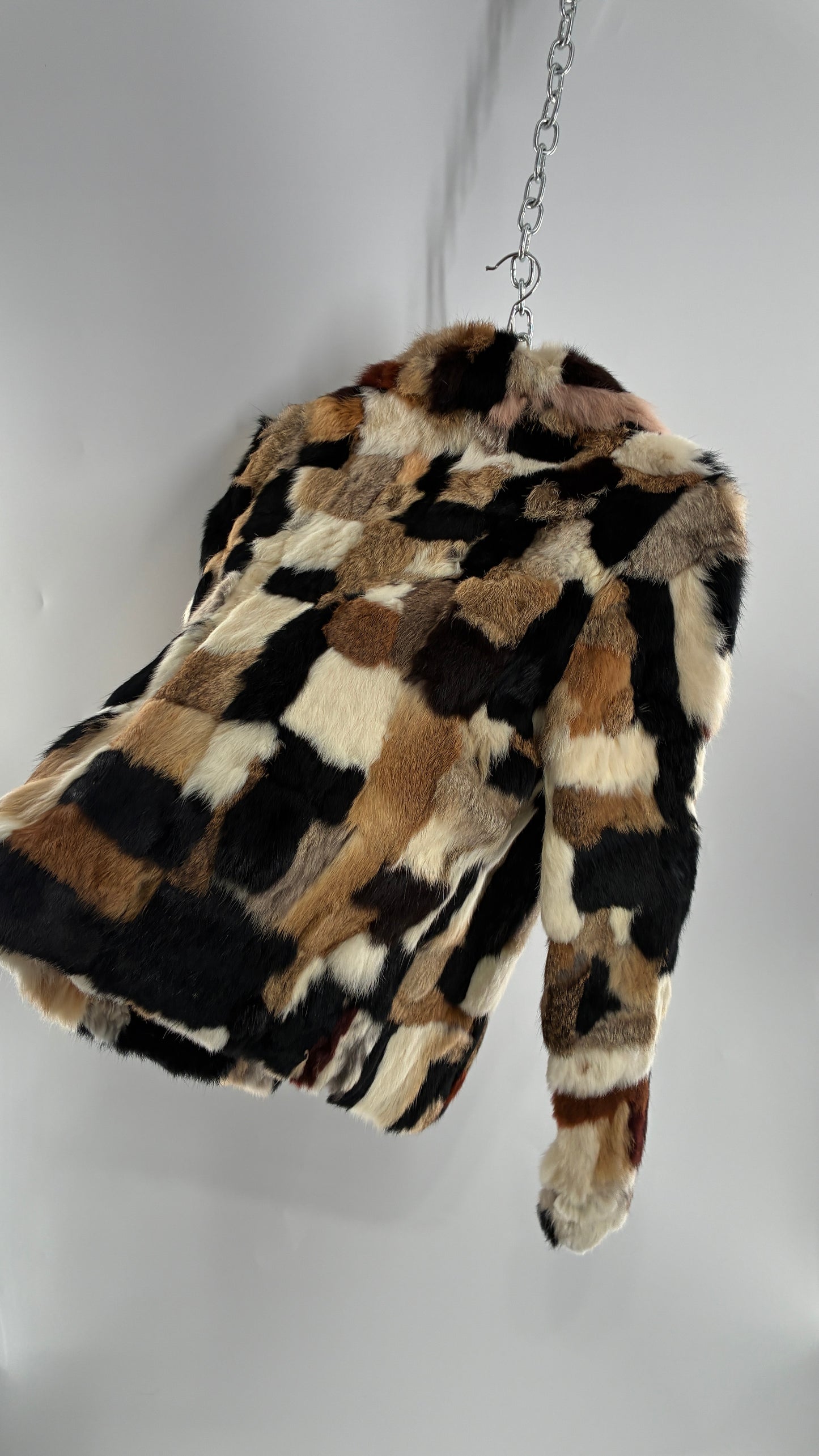 Vintage 1970s FURMOSTE Genuine French Rabbit Fur Patchwork Jacket (7/8)