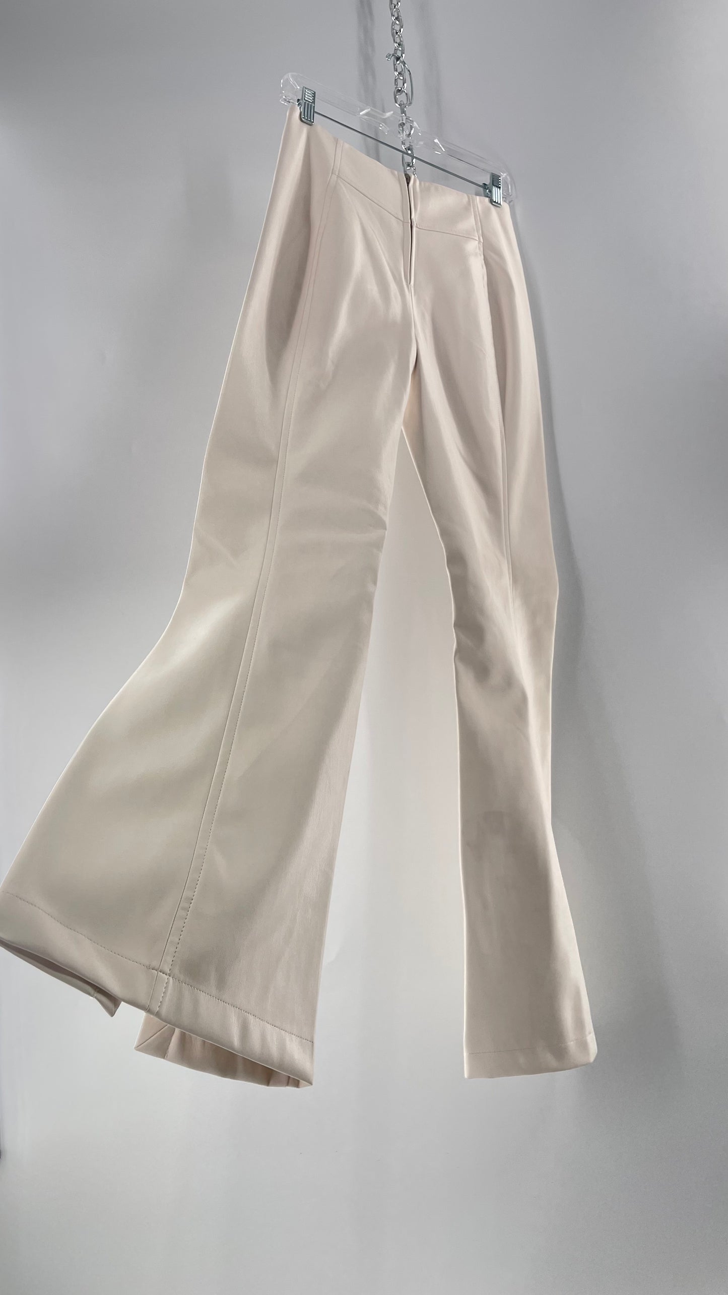 Free People White Cream Faux Flare Leather Pants (29)