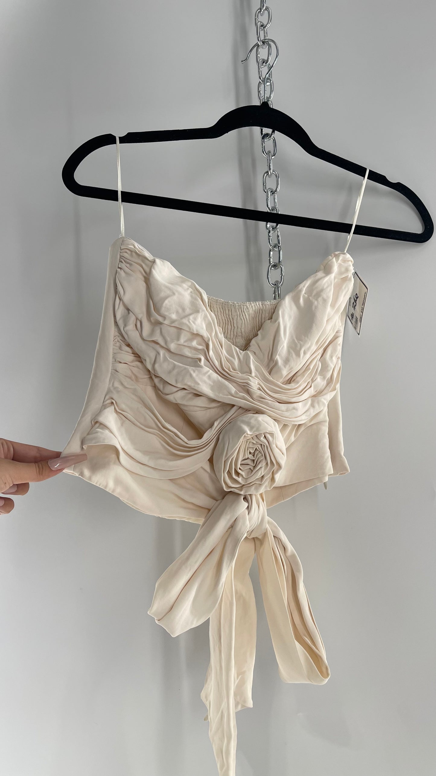 Zara Cream Strappy Rose Sleeveless (XS)