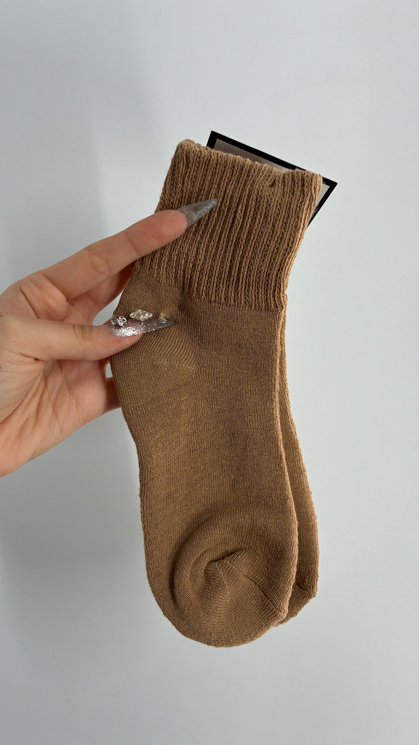 NWOT Thick Knit Brown Crew Sock