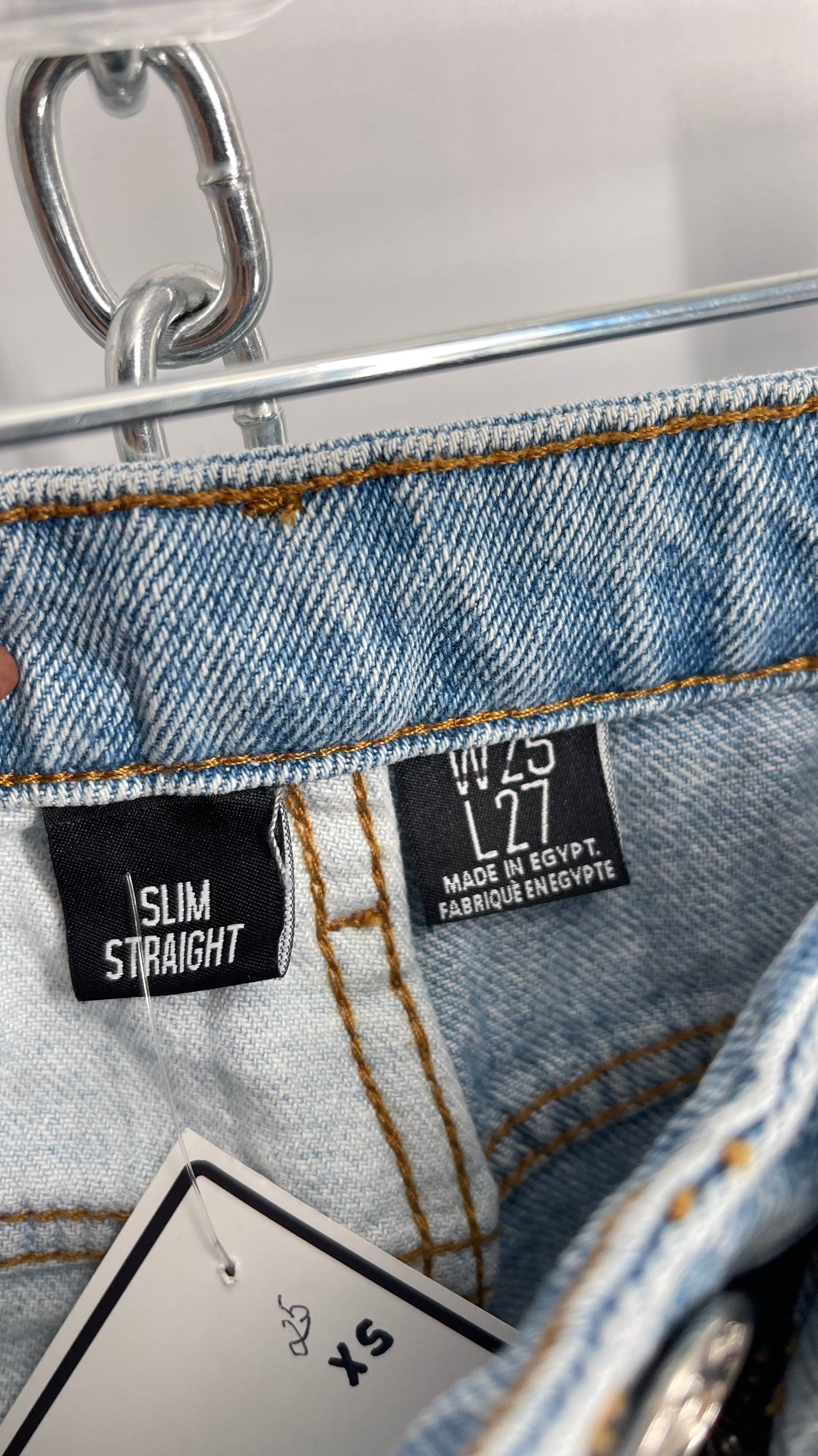 Vintage Straight Leg Split Wash Jeans (25)
