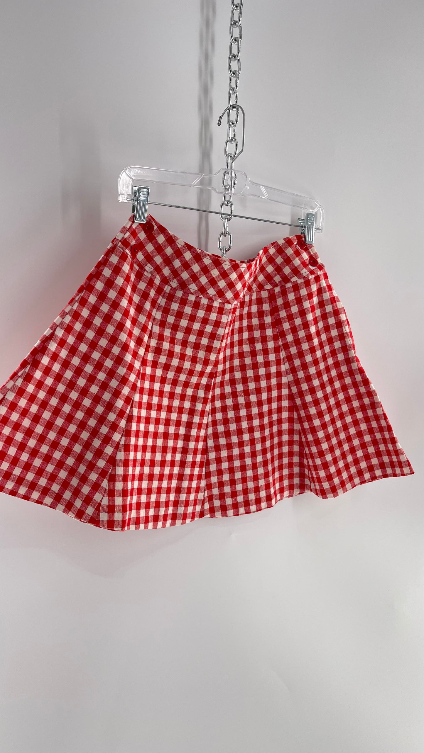 Vintage Bobbie Brook Red and White Picnic Mini Skirt (Large)