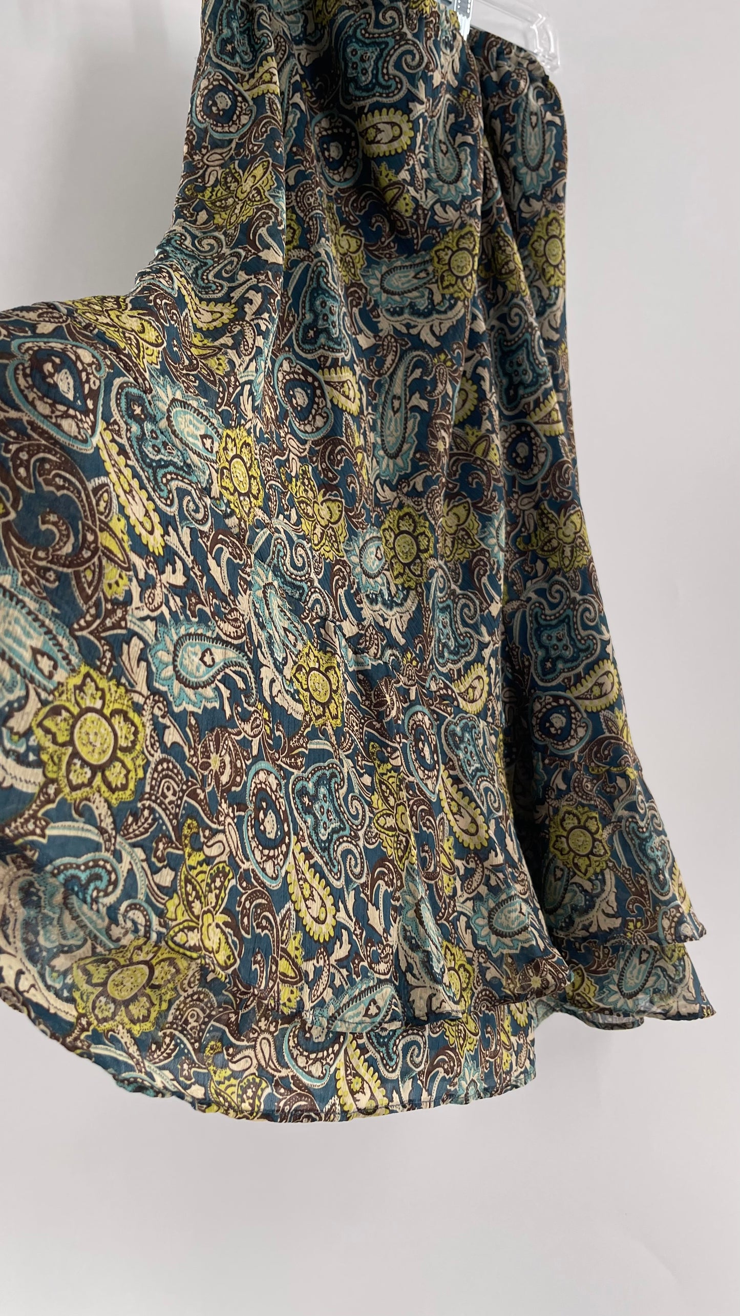 Vintage Paisley Brown/Blue/Green Skirt with Double Hem (16)