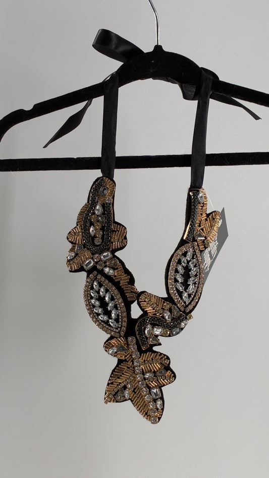 Vintage Ornate Beaded and Embroidered Adjustable Choker Necklace