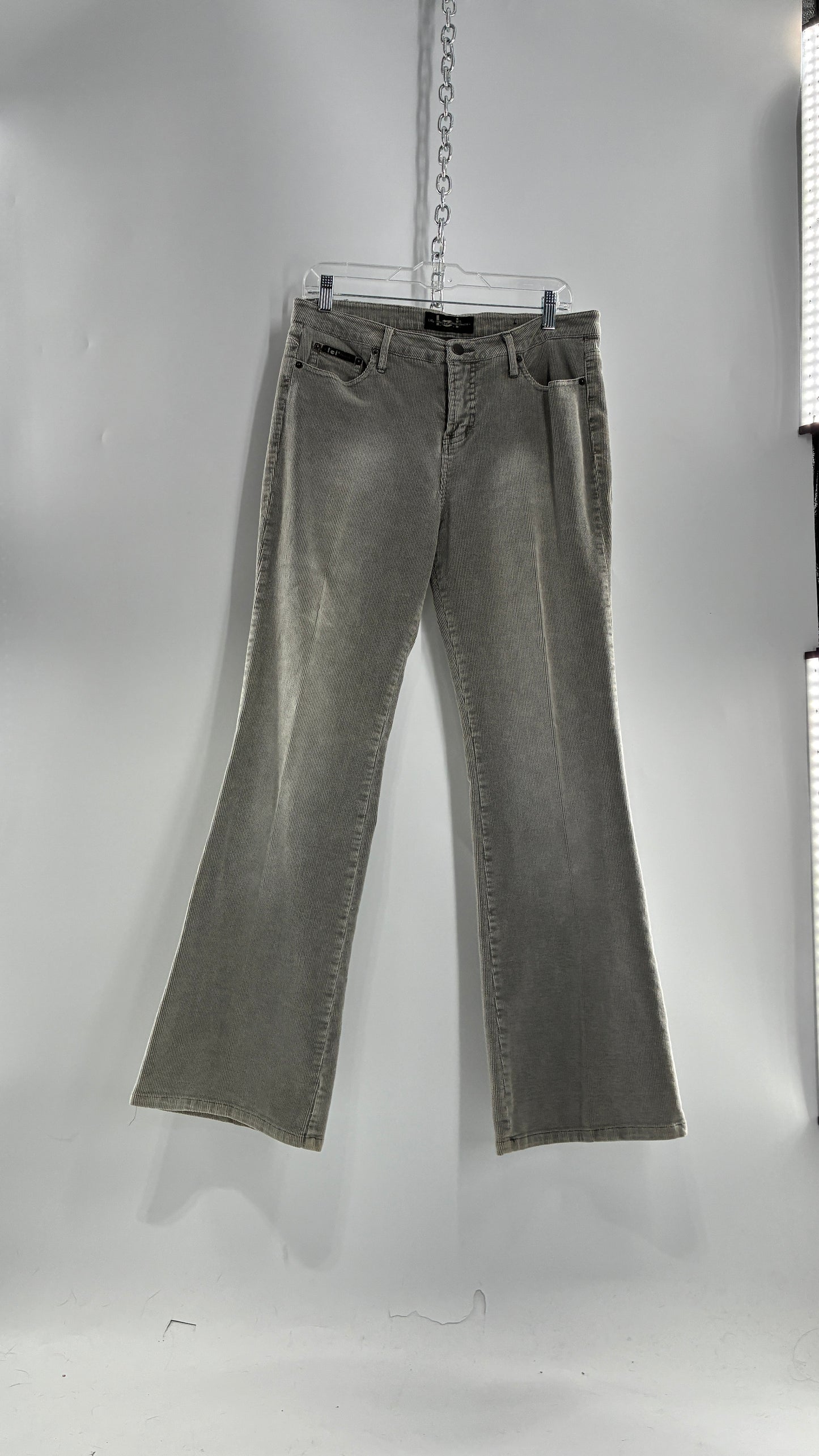 Vintage LEI Grey Corduroy Flare Pants with Fading Detail (13)