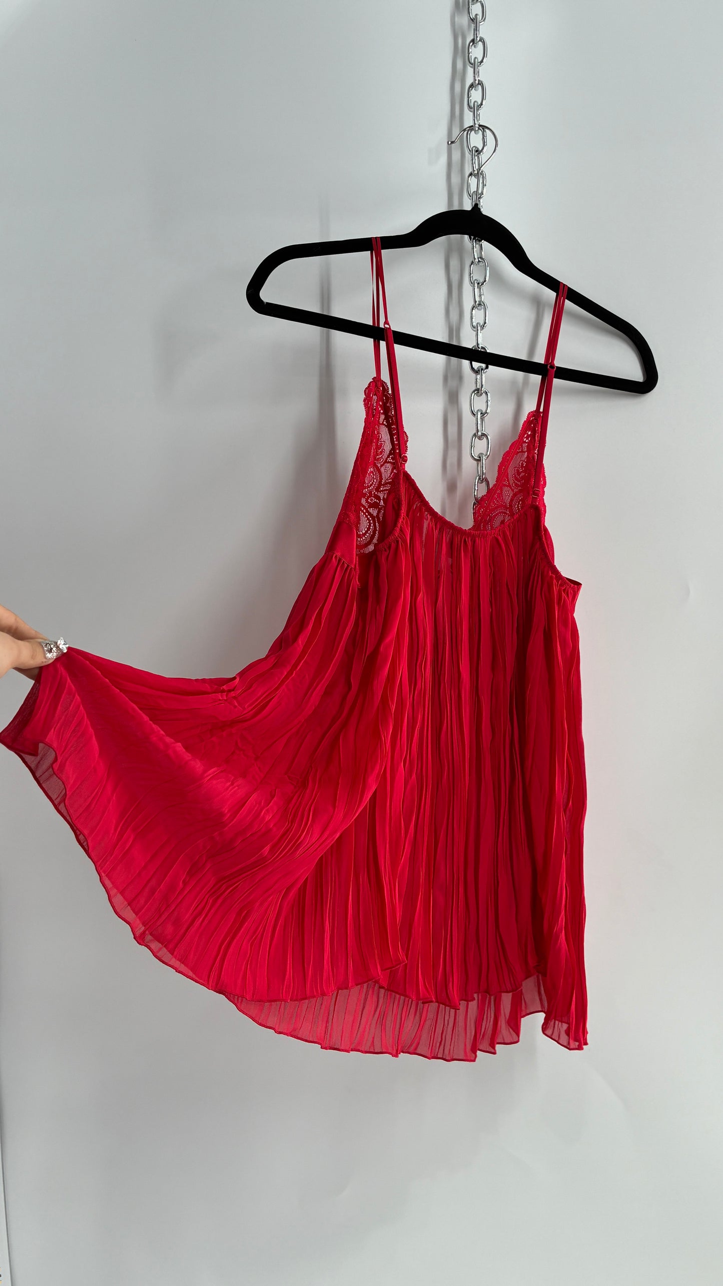 Vintage Victoria’s Secret Red Satin Underbust Bow Babydoll Camisole (Large)