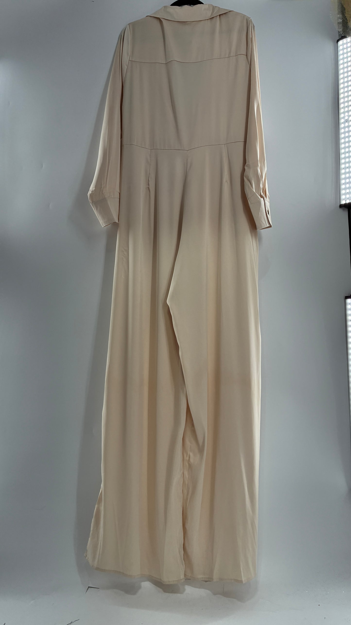 FASHION NOVA Silky Champagne Wide Leg Jumpsuit (XXL)