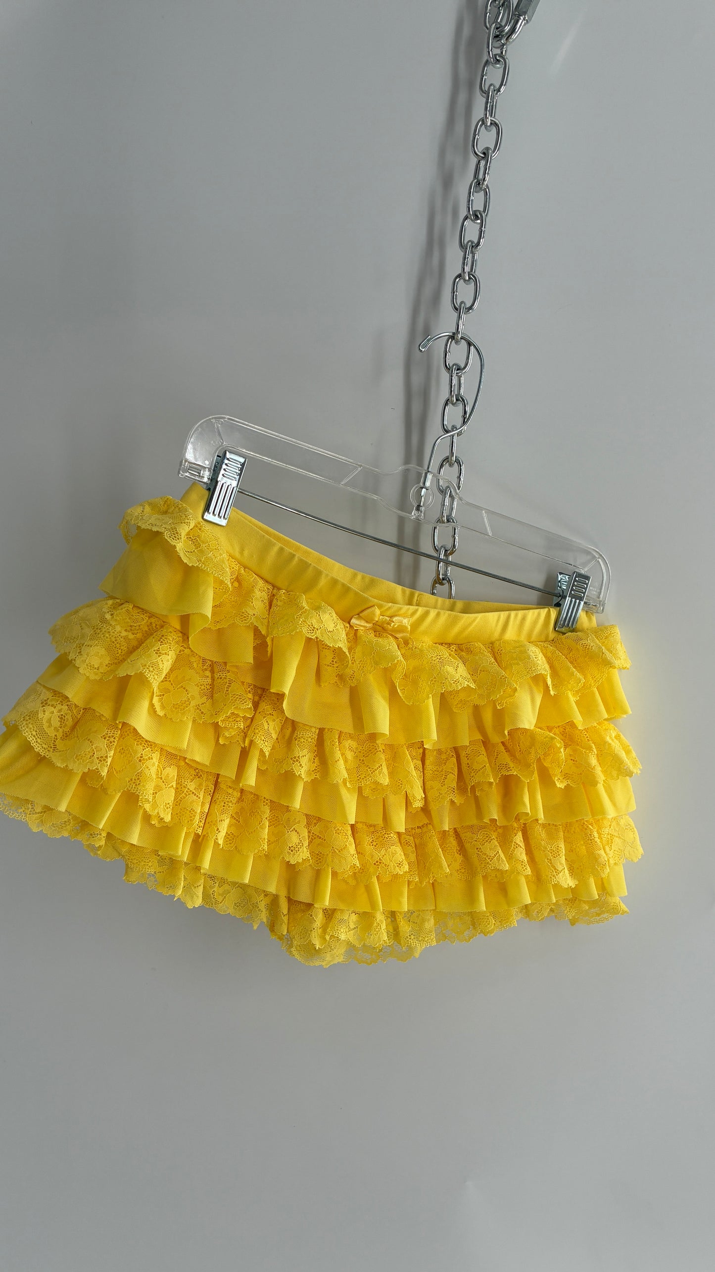 Vintage Yellow Lace Ruffle and Lace Micro Short (Small)