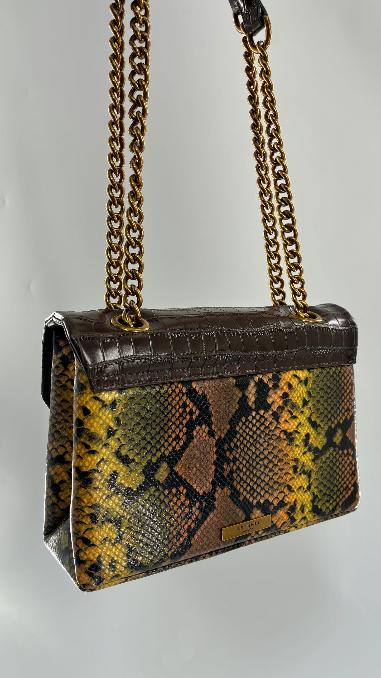 KURT GEIGER London Kensington Croc and Python Embossed Leather Crossbody Bag