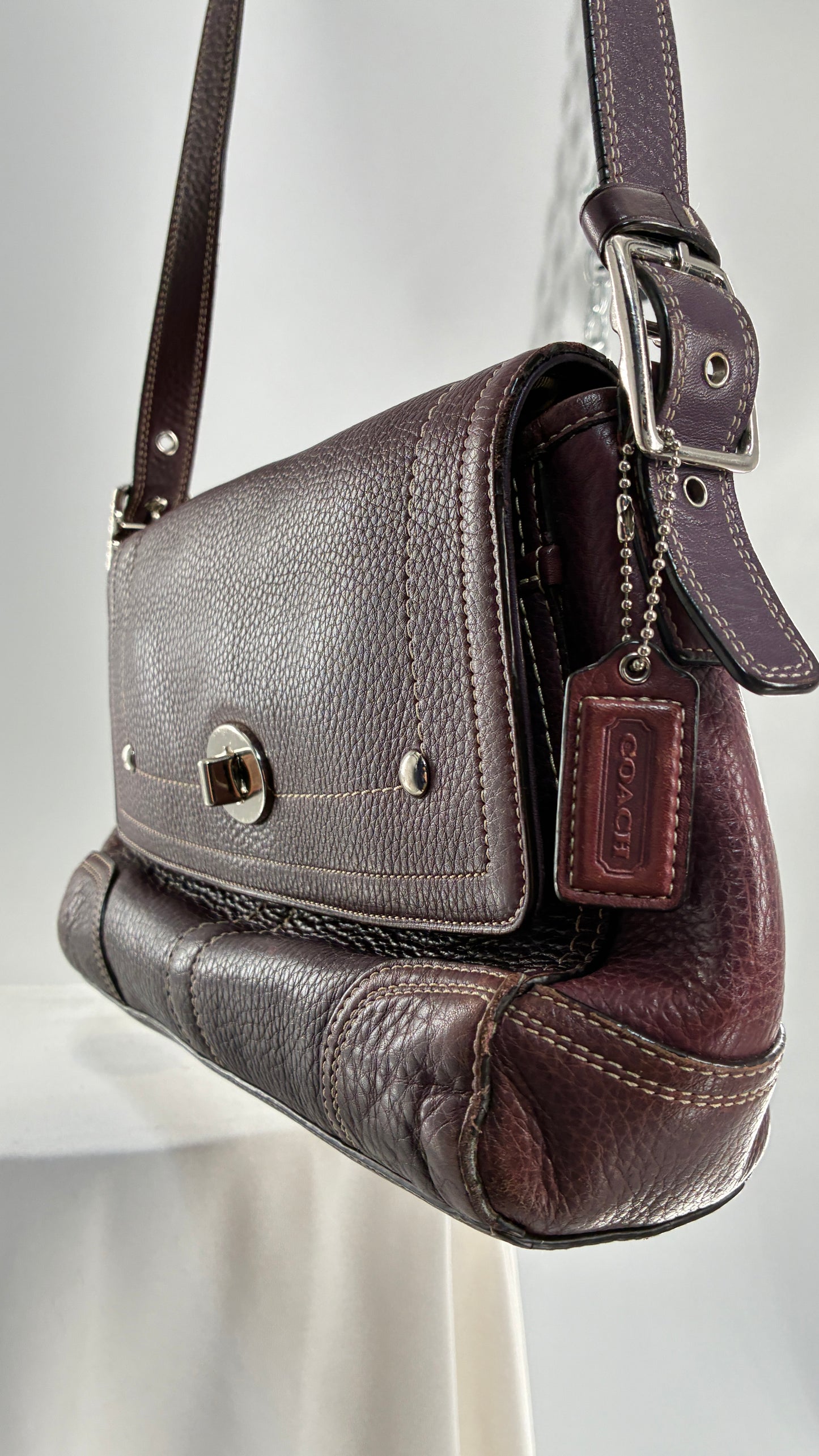 Vintage COACH Hamilton Purple Burgundy Leather Crossbody