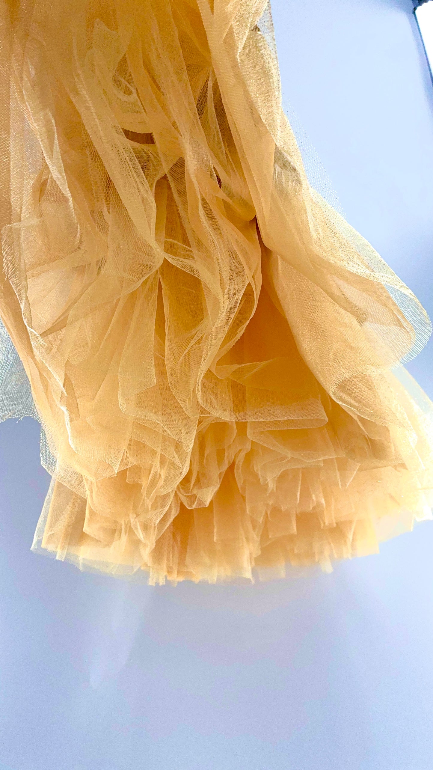 Costume Dancewear Mini Dress with Full Tulle Skirt, and Lace Appliqués (Medium Adult)