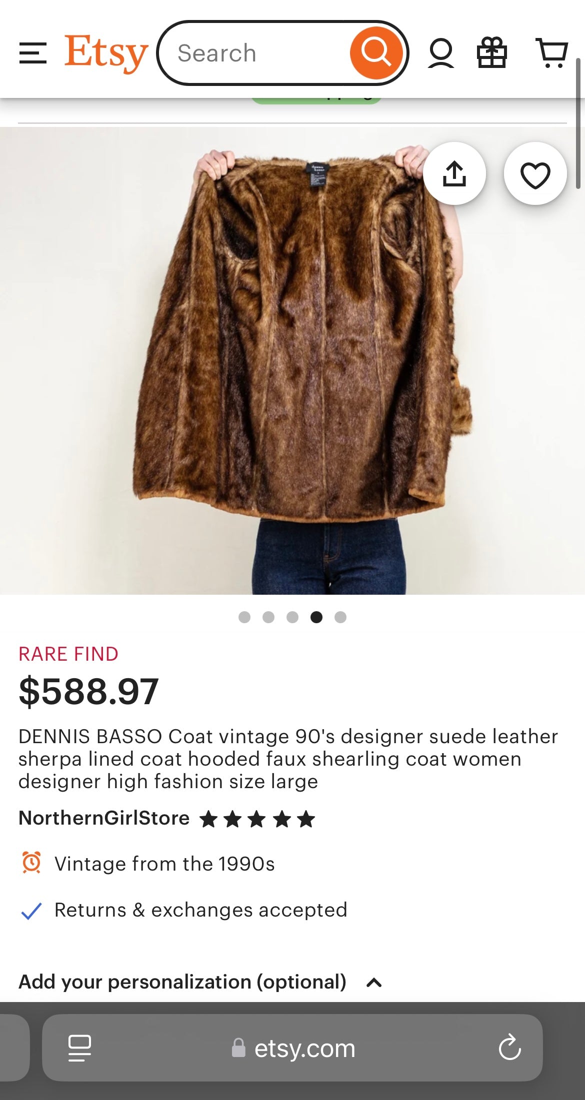 RARE Vintage Dennis Basso Suede Leather Coat with Faux Fur Trim and Hood (XL)