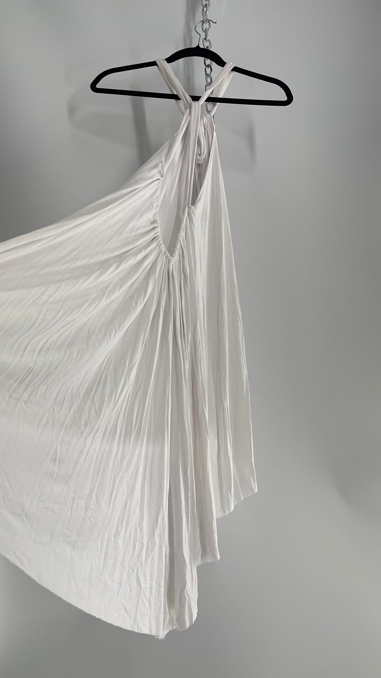 Free People White Adjustable Lycra Dress (Small)