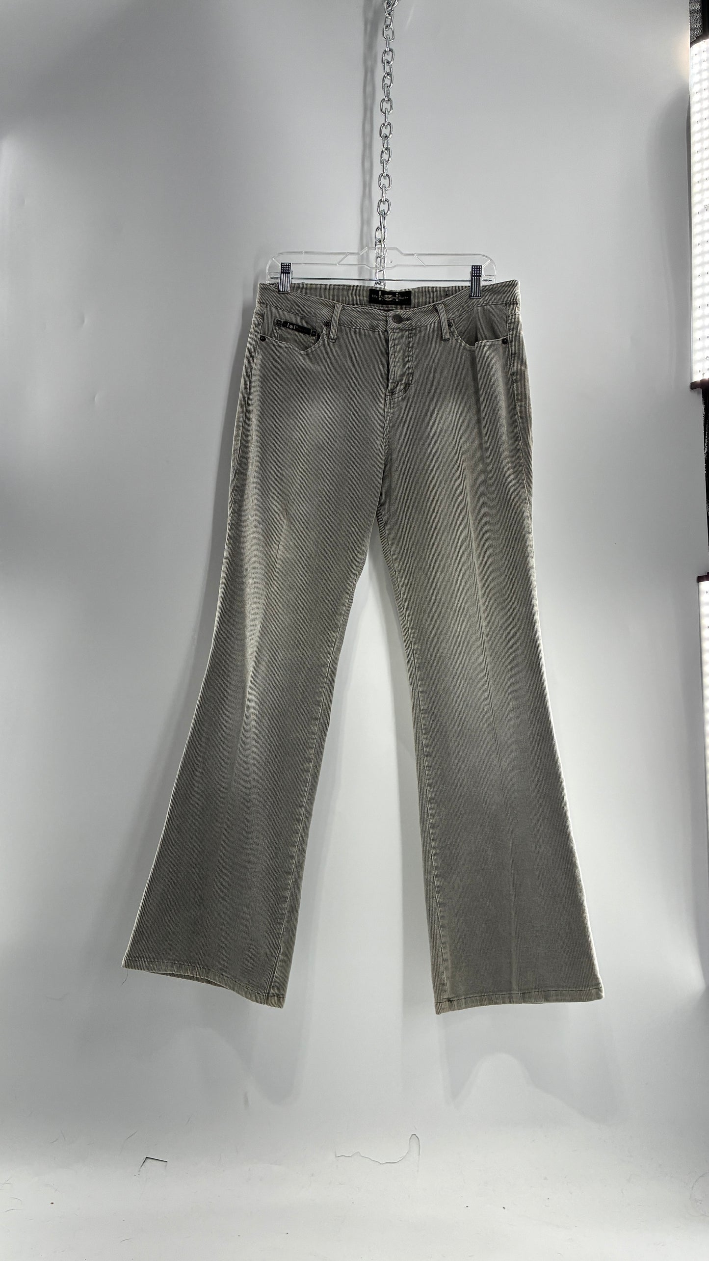Vintage LEI Grey Corduroy Flare Pants with Fading Detail (13)