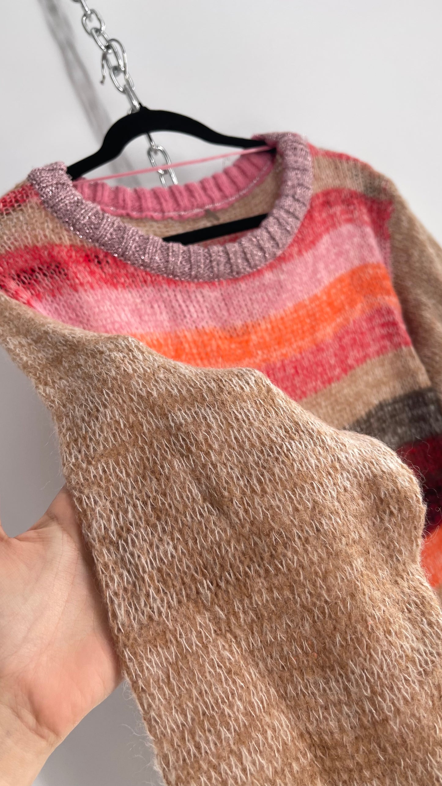 Free People Slouchy Striped Knit with Metallic Details (S/M)