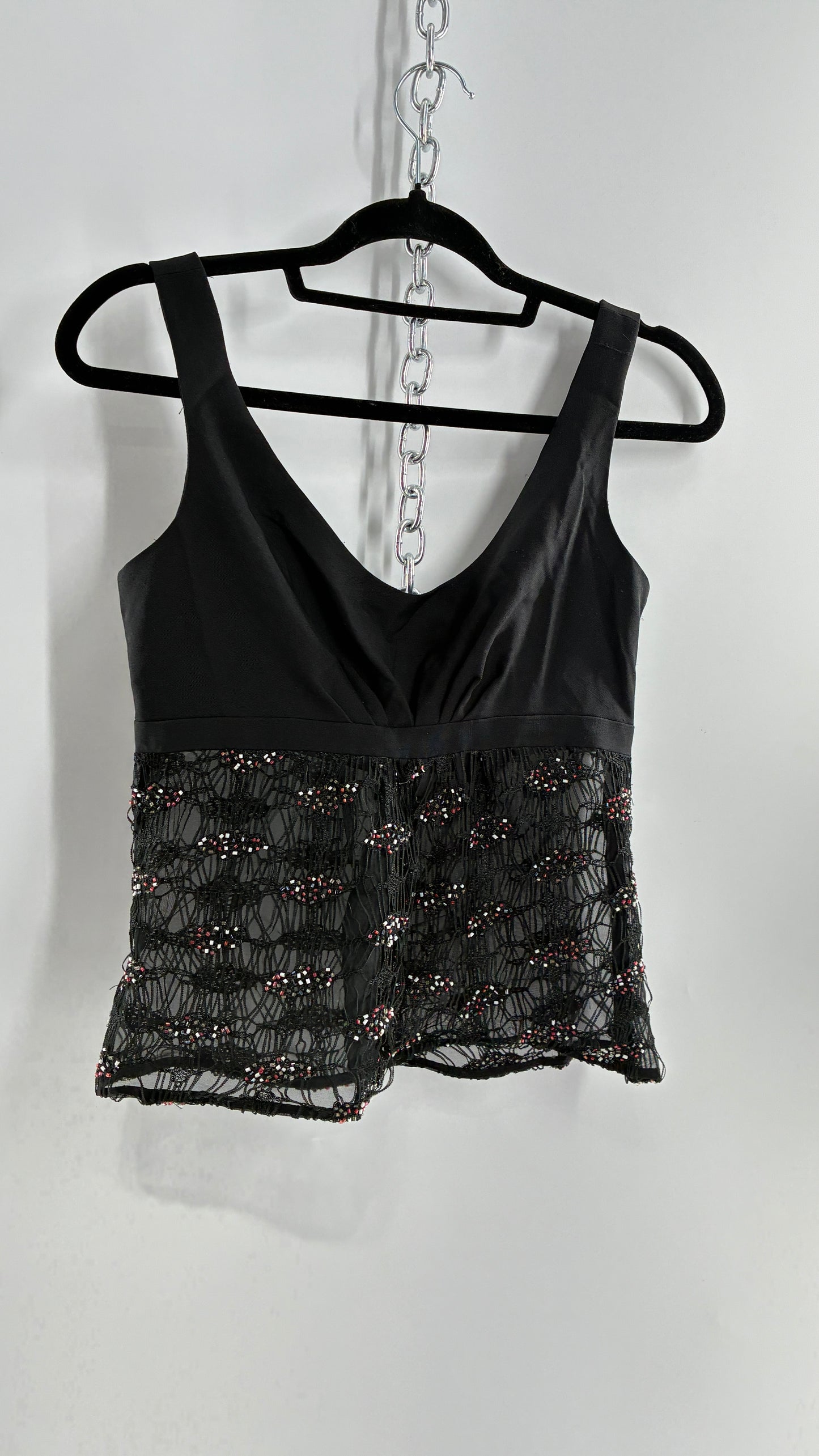 Vintage MULTI by Bree Linen Bust, Webbed Mesh Bodice Sleeveless with Beaded Details (4)