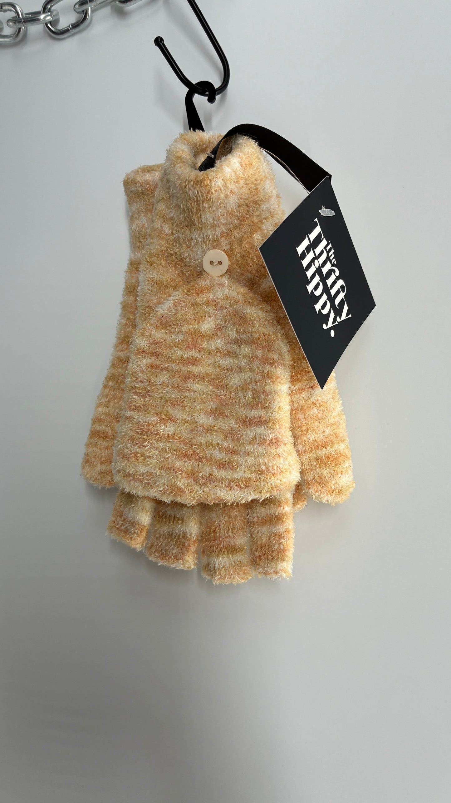 Urban Outfitters Beige Fingerless Chenille Mittens