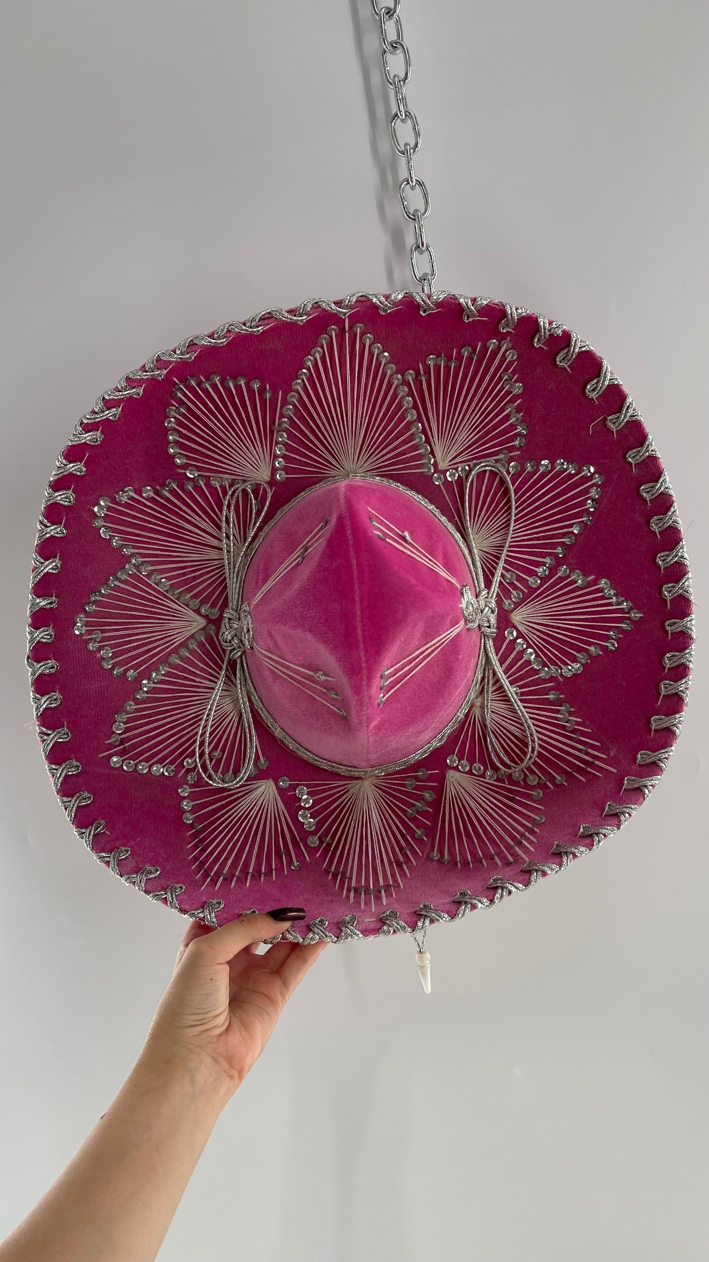 Vintage 1970s Pink and Silver Salazar Yepez Sombrero