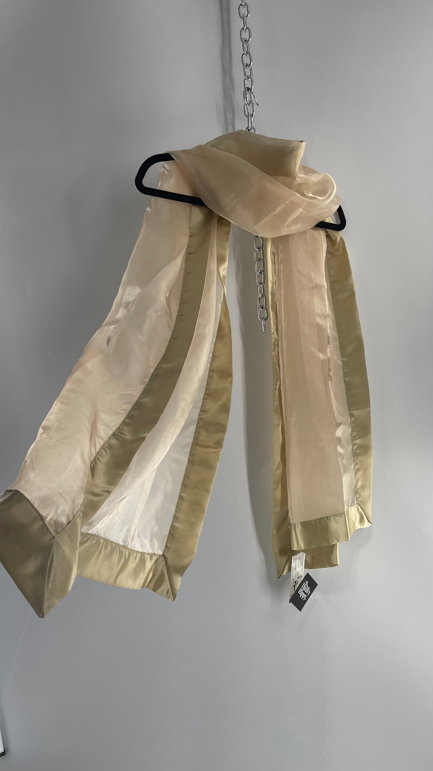 Deadstock Vintage Gold Voile Scarf with Tags Attached