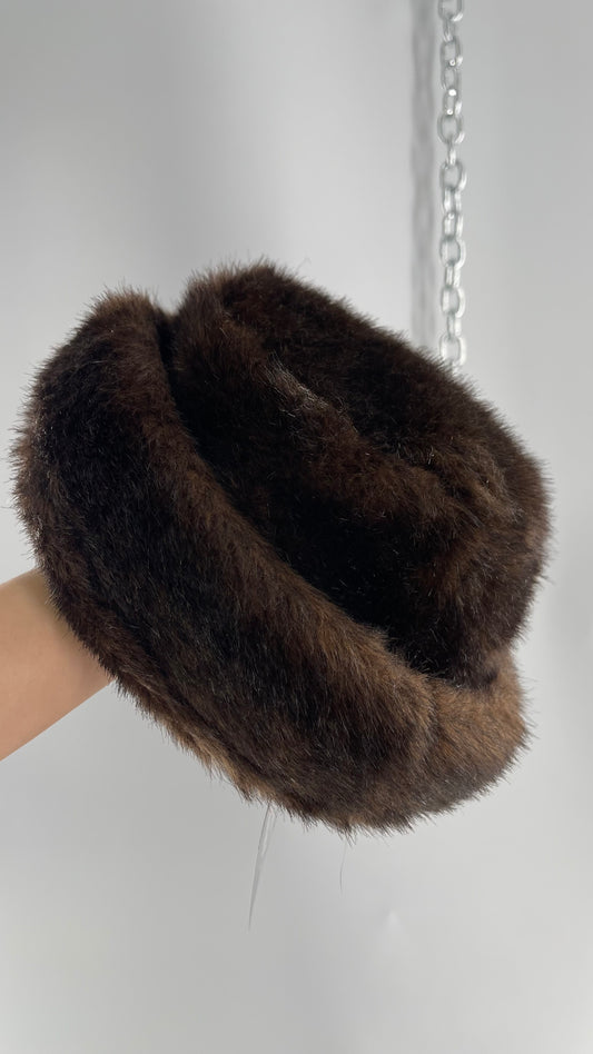 Vintage BenBerger Brown Faux Fur Rolled Brim Hat