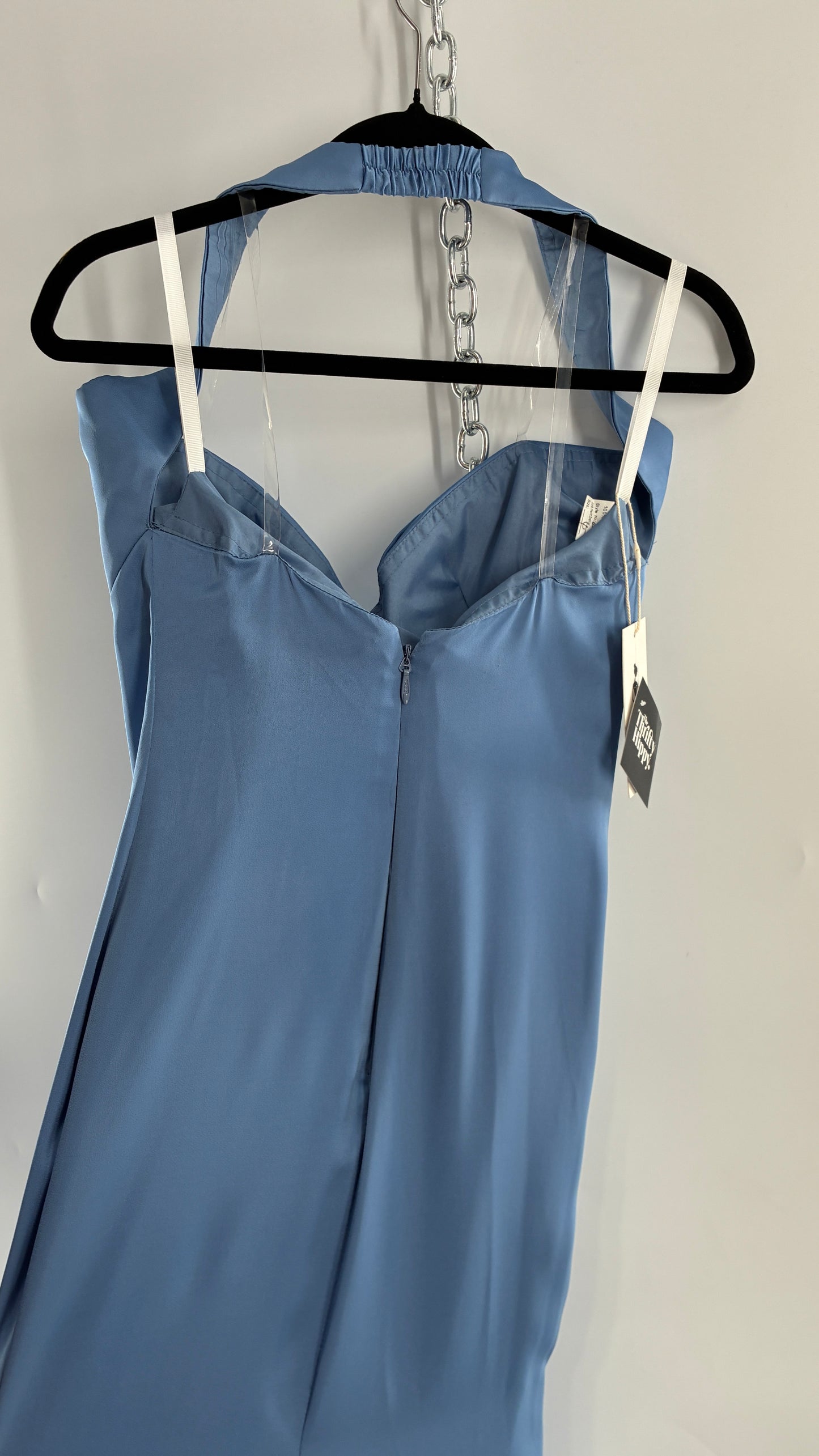 Vintage Powder Blue Full Length Gown with Ruched, Padded Bust and Tags Attached (4)