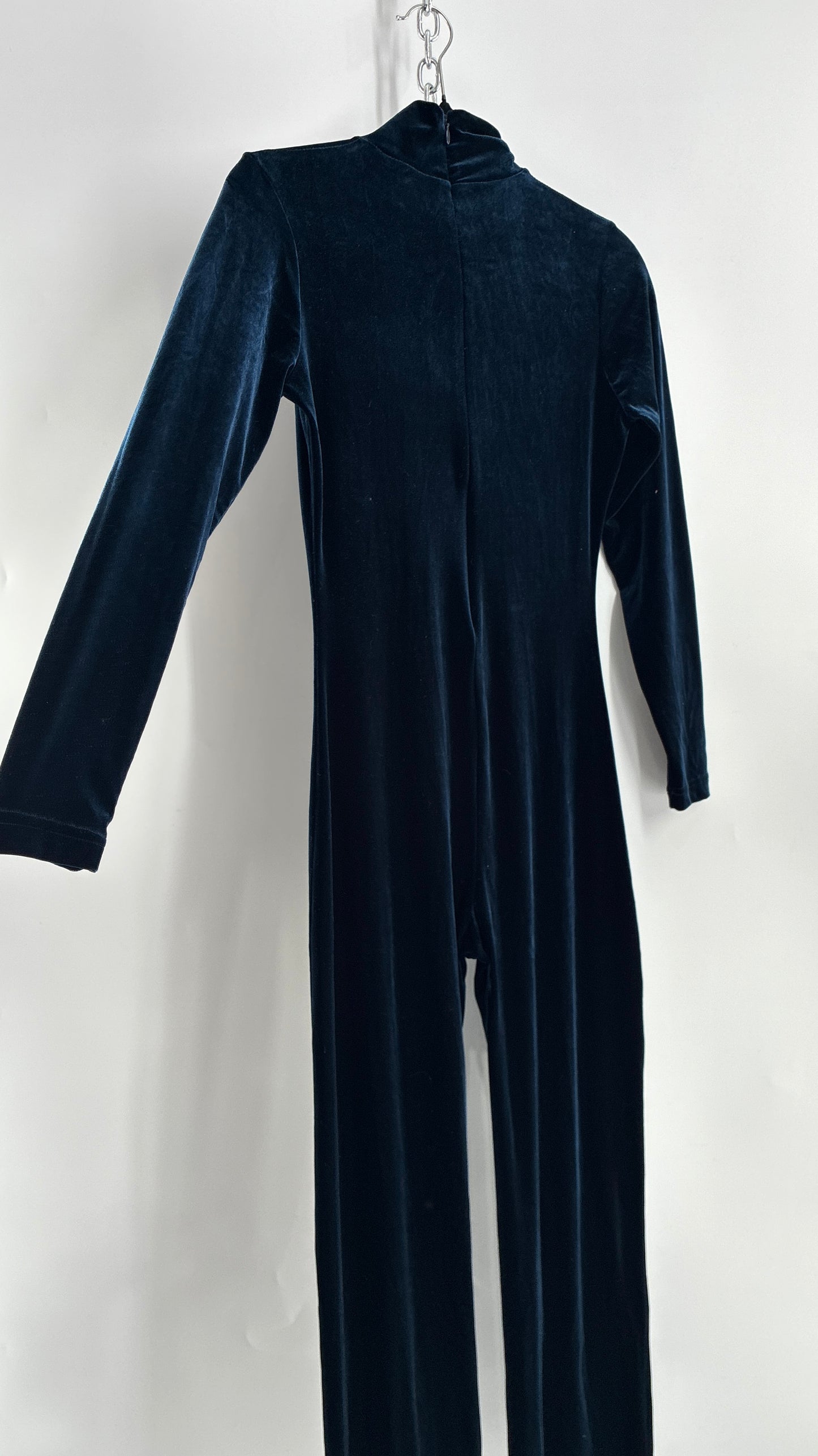 Vintage 1990s MODA INTERNATIONAL Midnight/Navy Blue Jumpsuit with Cut Out Keyhole Detail (Small)