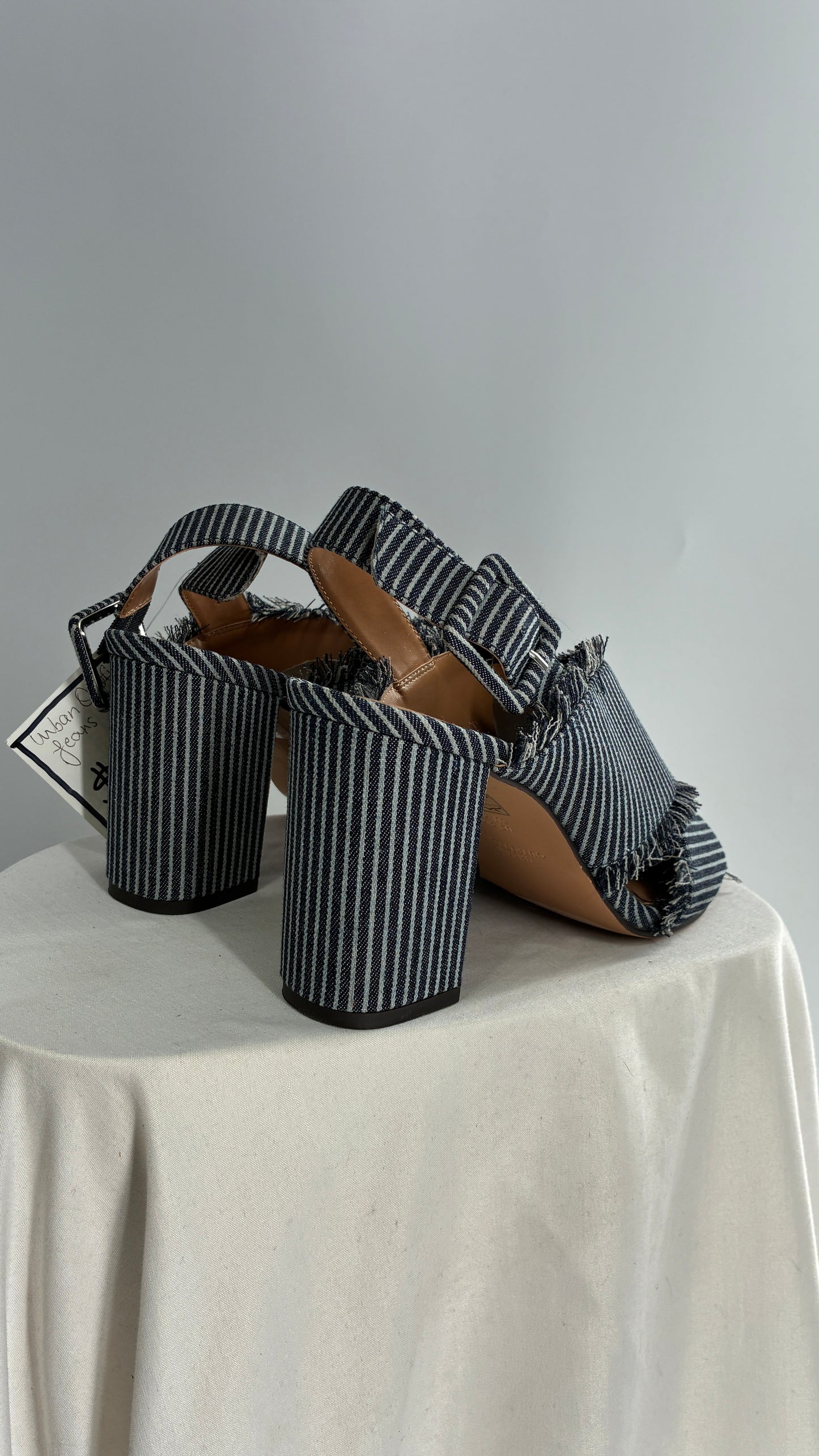Urban Outfitters Denim Cross Over Sling Back Heels (9)