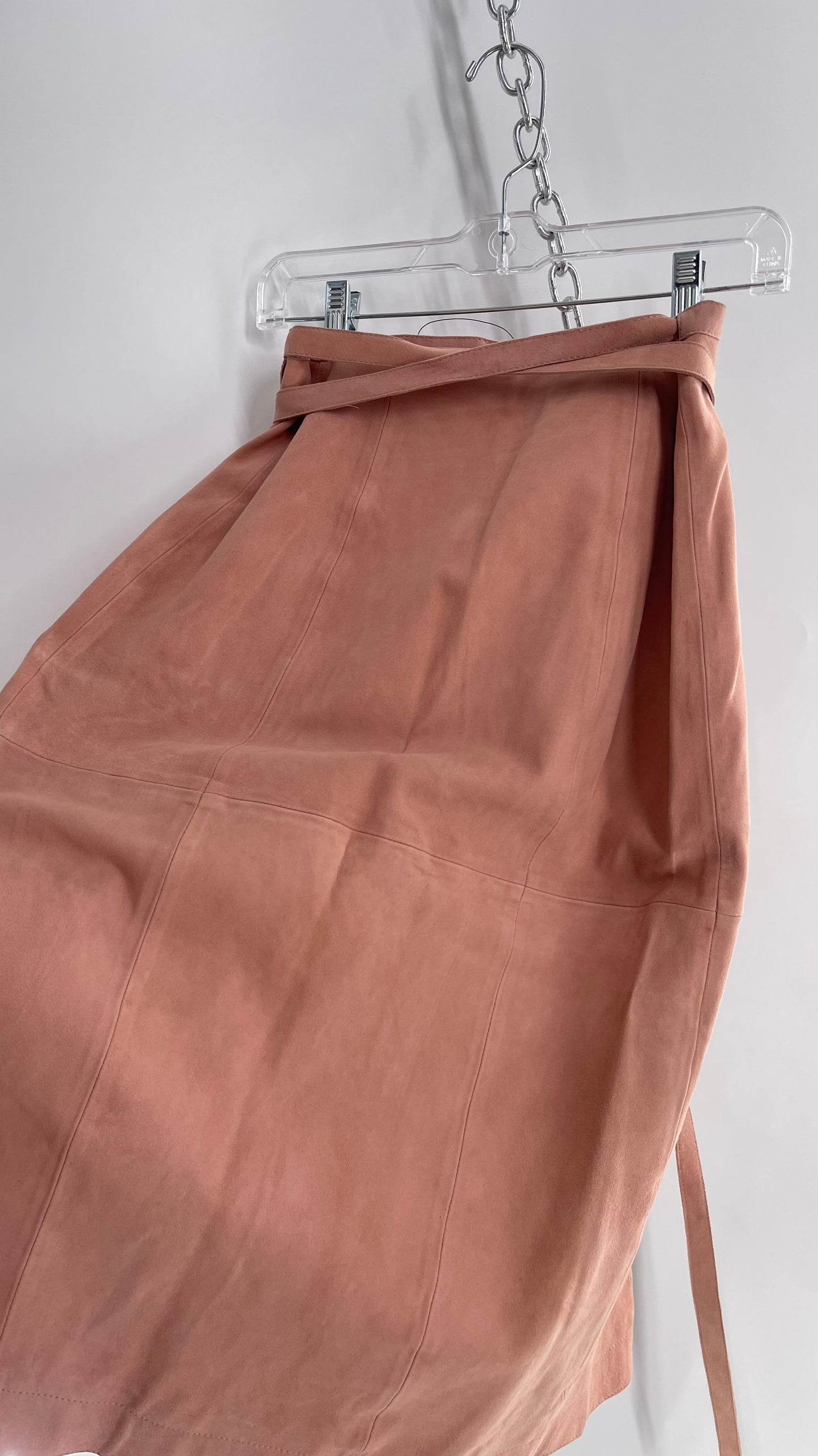 Free People Blush Genuine Suede Leather Tie Waist Long Skirt (2)