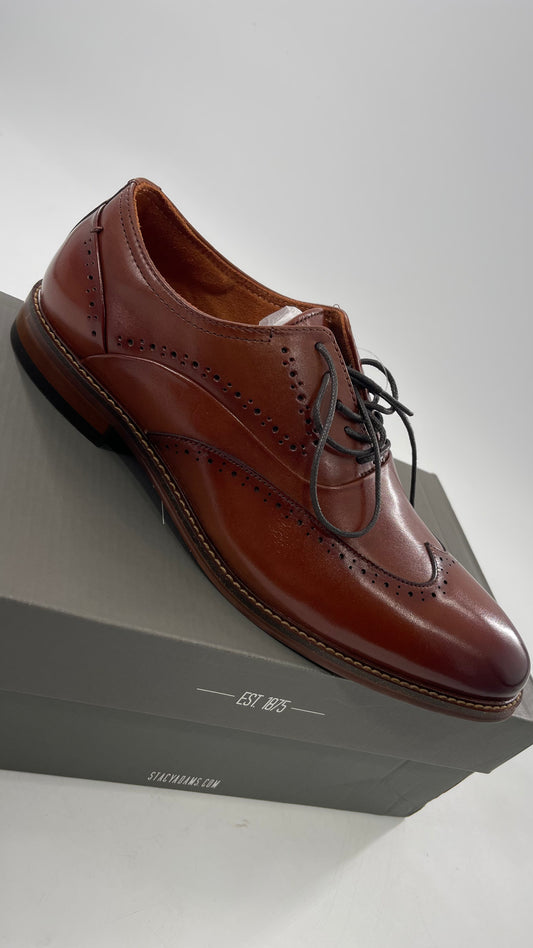 Stacy Adam’s Cognac Leather Brown MacArthur Oxford Dress Shoes (9)