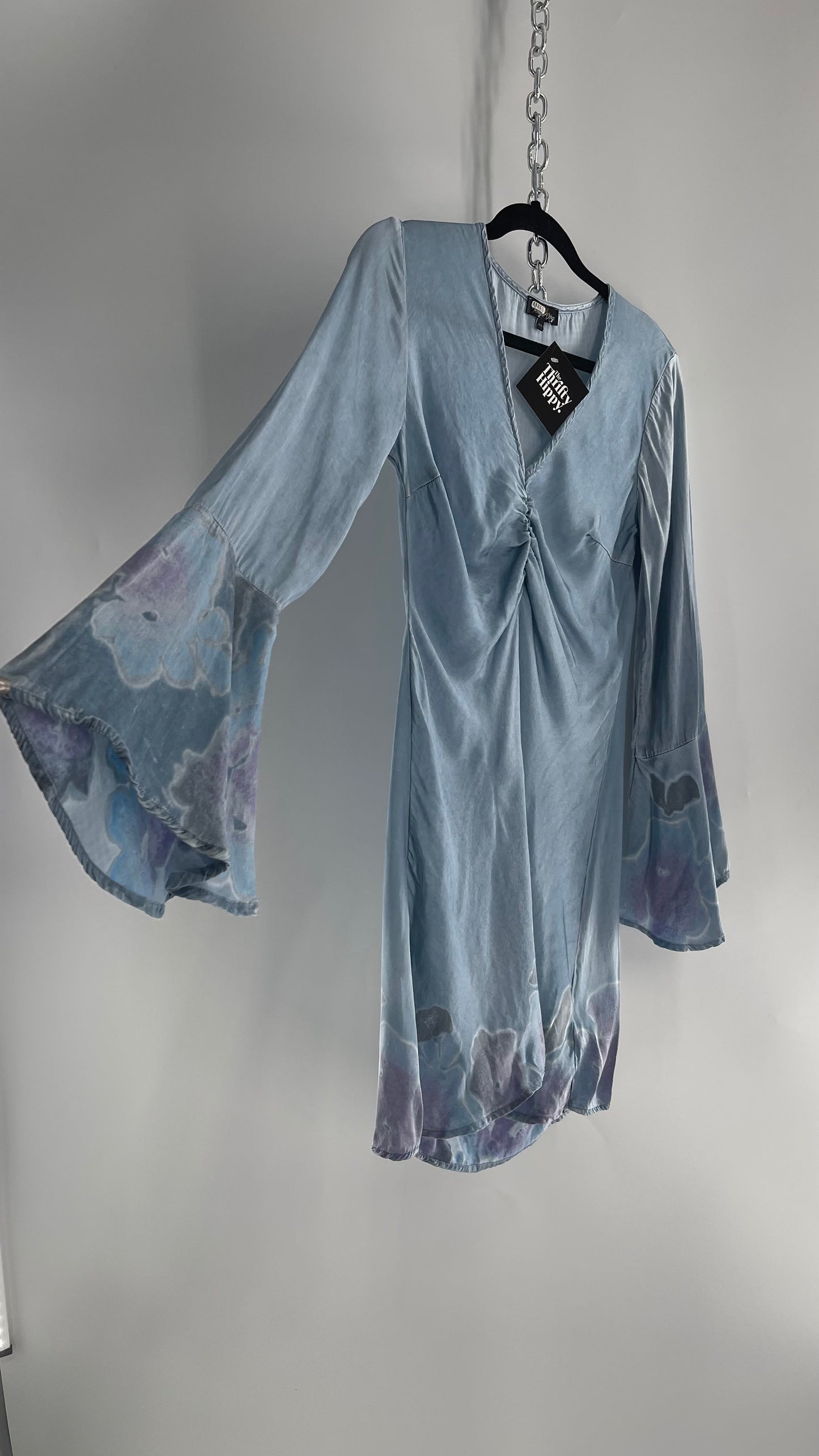 Rays for Days Powder Blue Silky Bell Sleeve Dress (XS)