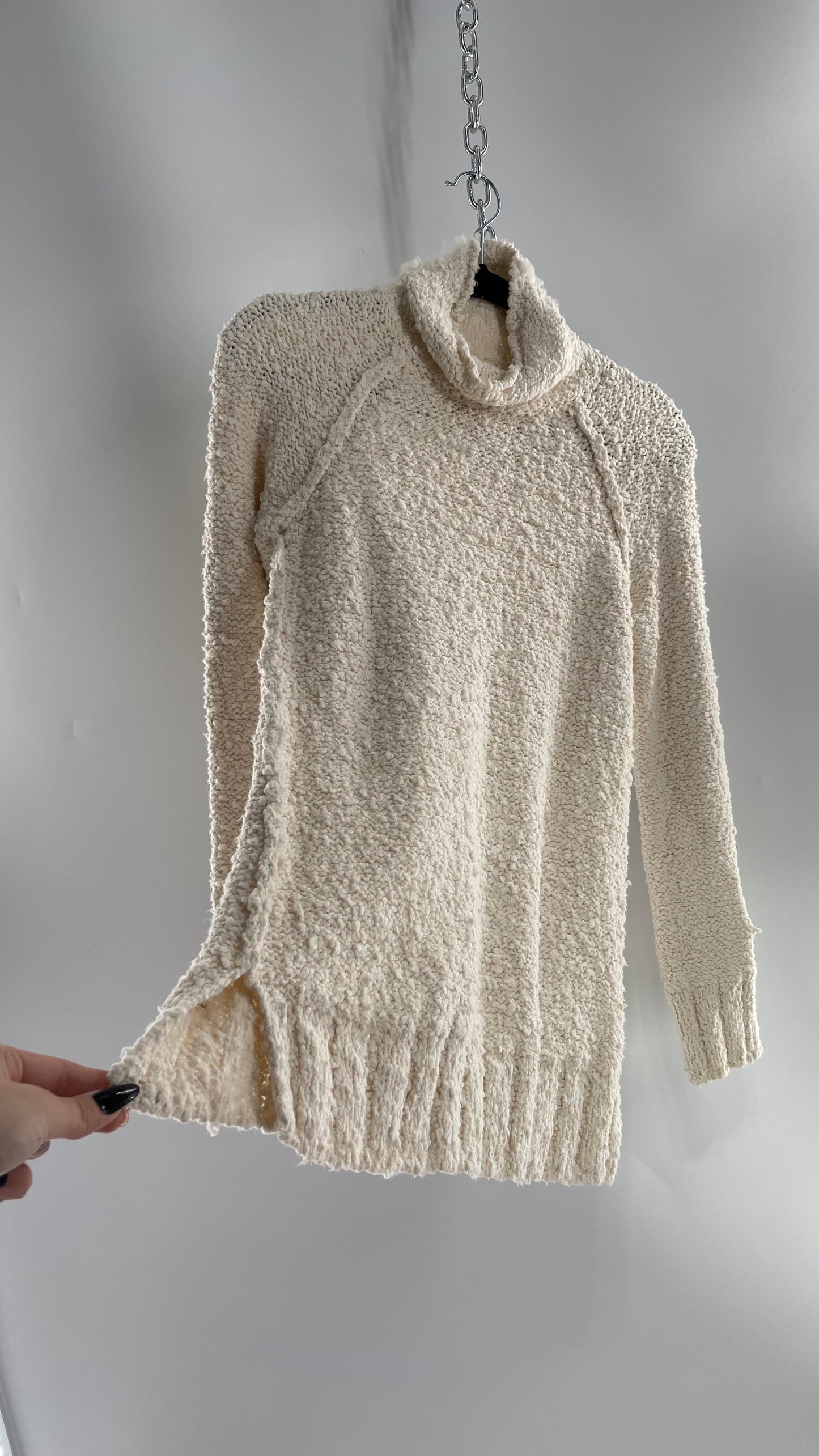 Moth Anthropologie Juliette Ivory White Knit Turtleneck Sweater(XS)