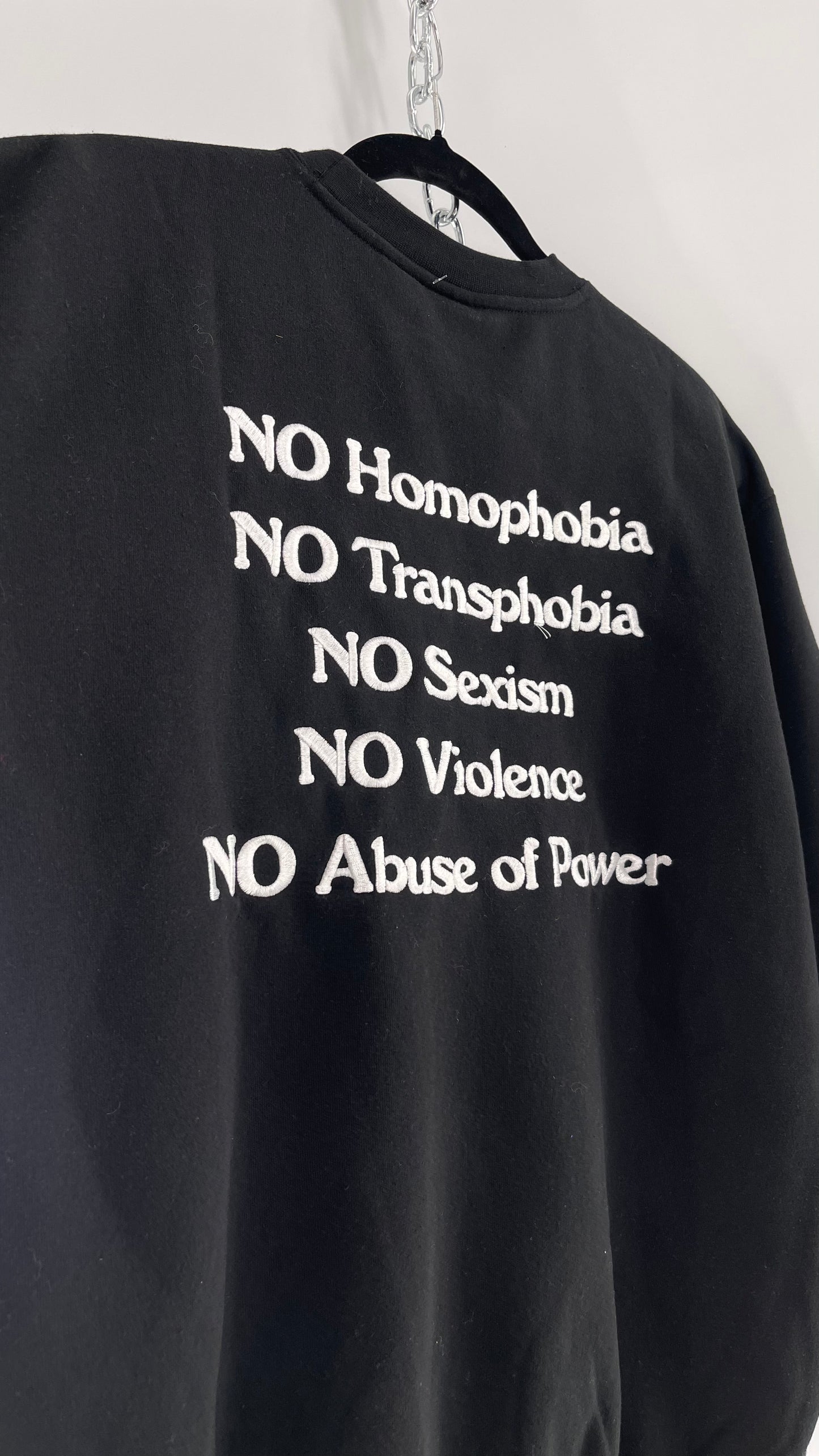 OBEY Black All Over Embroidered Love is The Cure Crewneck with Tags (Medium)