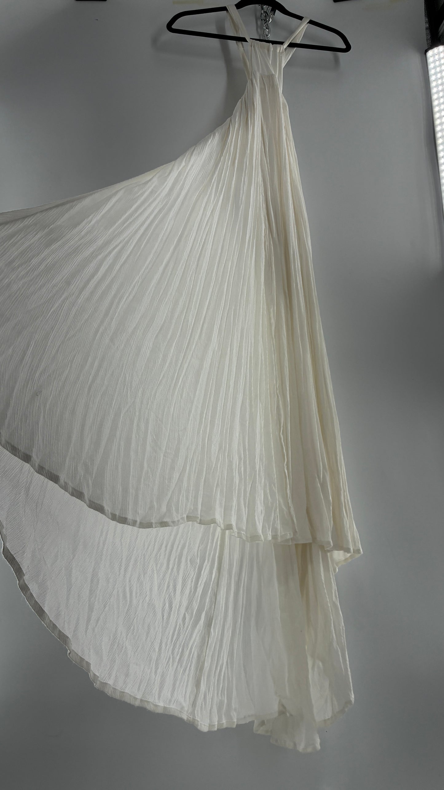 Free People White Voluminous Maxi Gown with Low Open Back (XS)