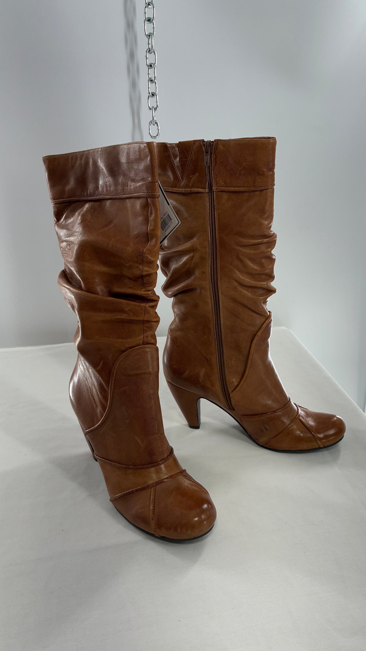 MIZ MOOZ Brown Leather Stacked Round Toe Boot (10)