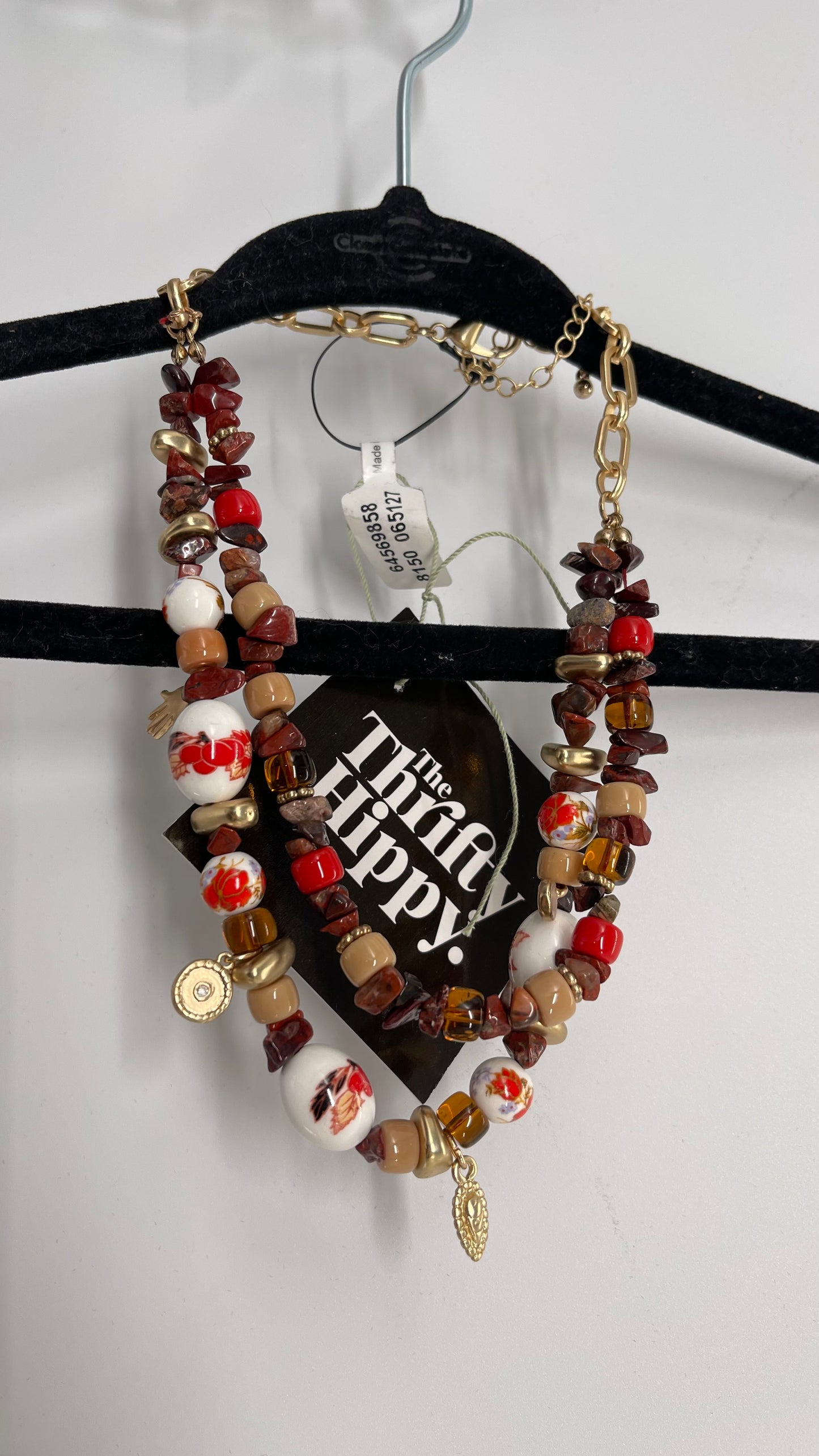 Free People Brown/Orange Beaded Necklace