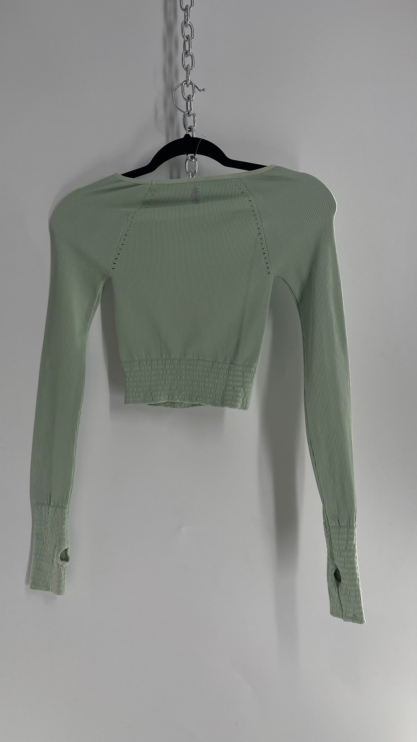 Free People Movement Seafoam Green Cut Out Long Sleeve with Thumb Holes (XS/S)