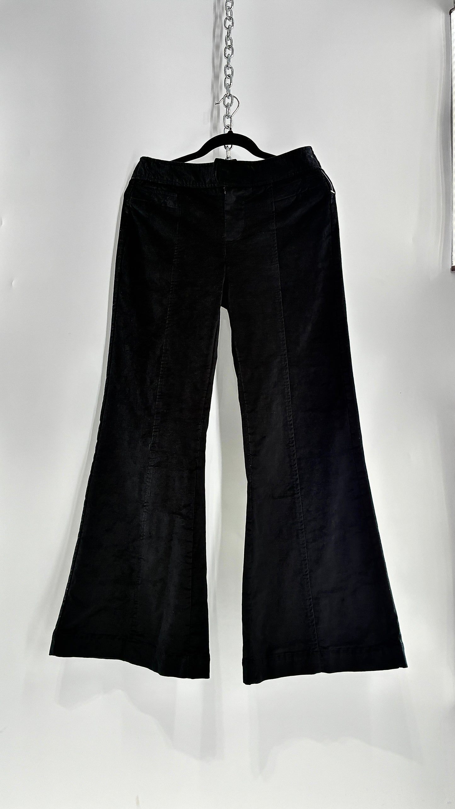 Free people Black Heavy Velour Velvet Walk with You Kick Flare Hot Pants(6)