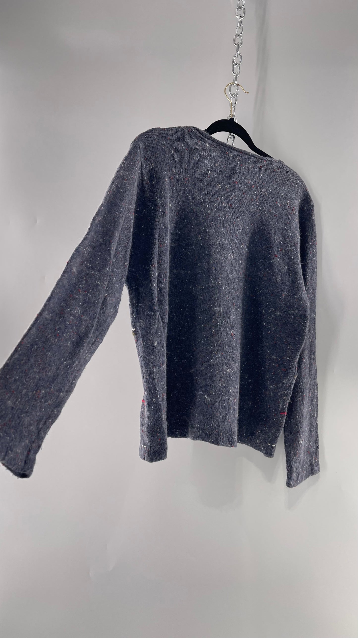 Vintage Urban Outfitters Christmas/Holiday Sweater with Festive Snowmen Snowflakes, and Contrast Stitch Detail (S)