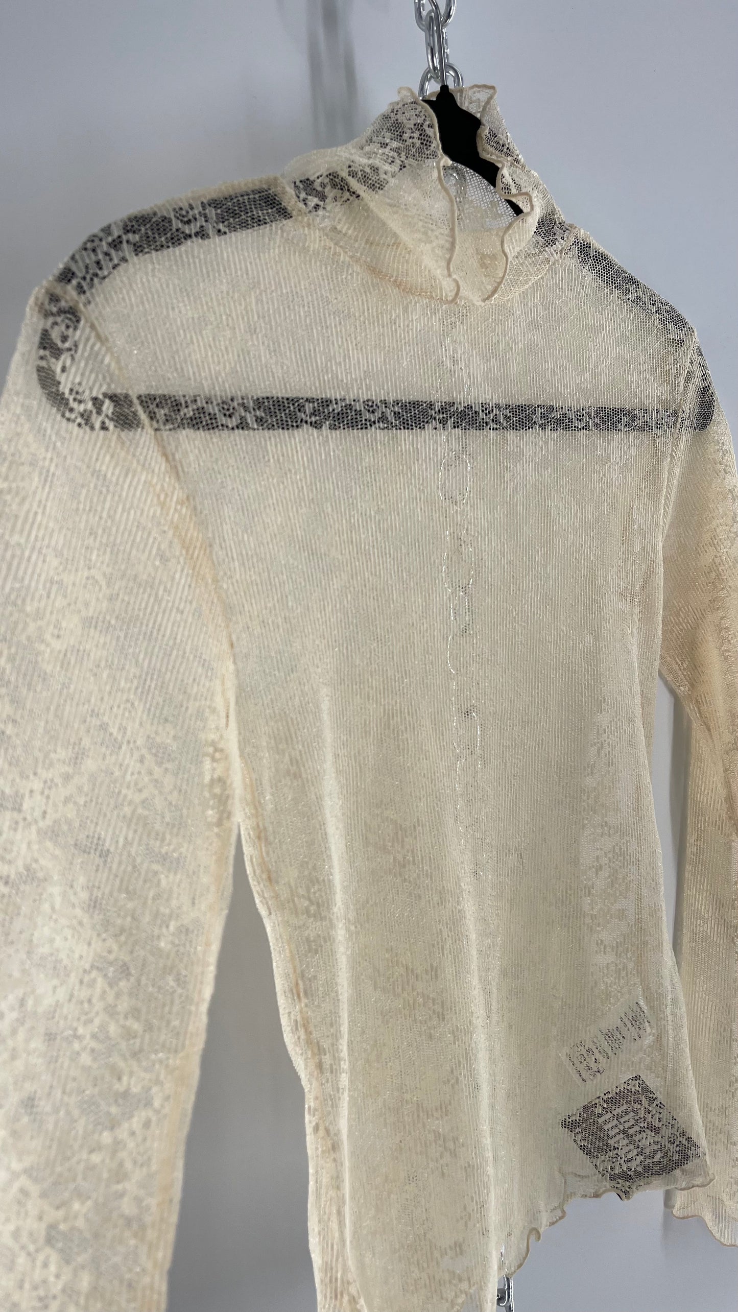 Free People Curetty Baby Yellow Lace Turtle Neck (Small)