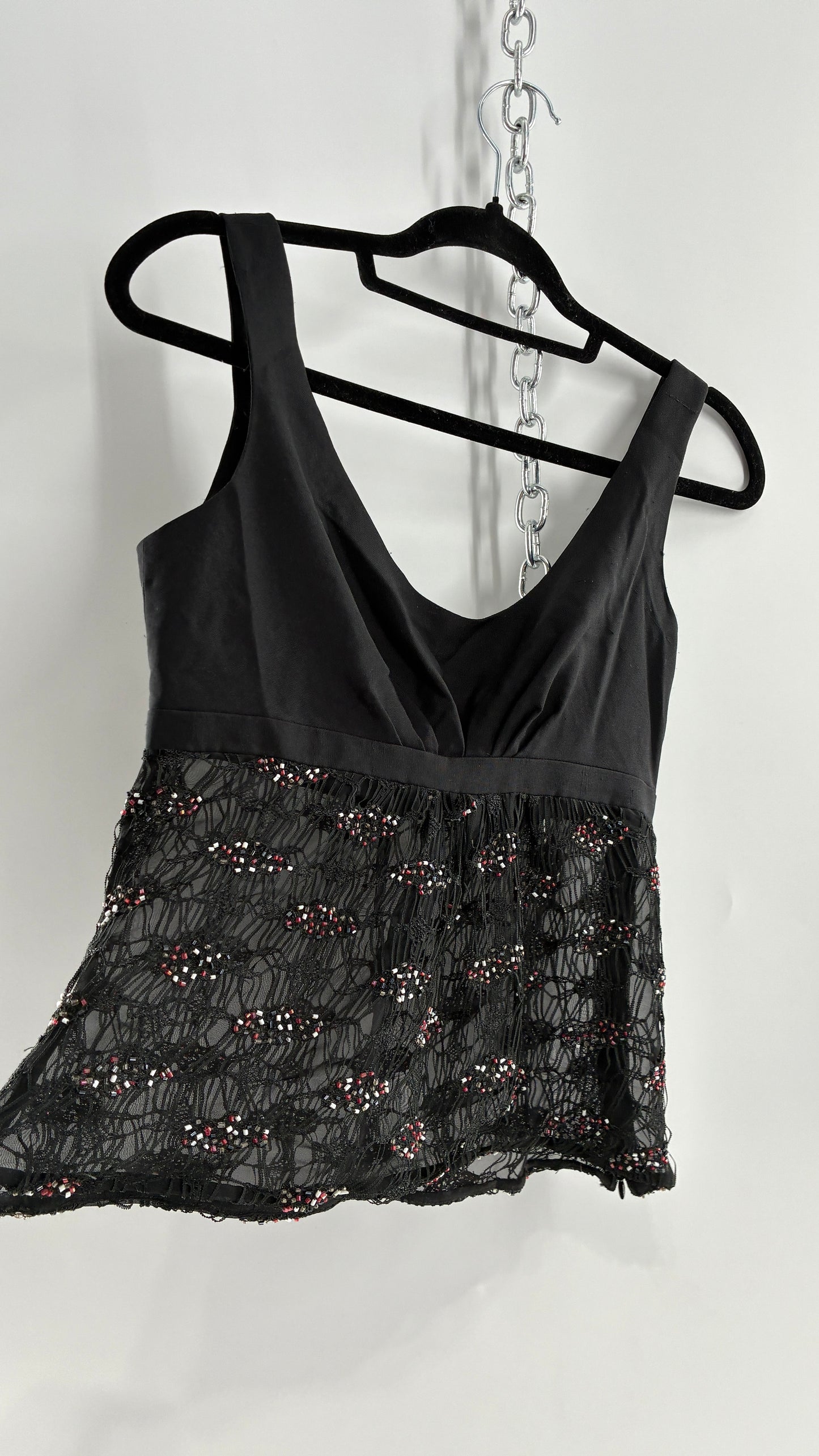 Vintage MULTI by Bree Linen Bust, Webbed Mesh Bodice Sleeveless with Beaded Details (4)